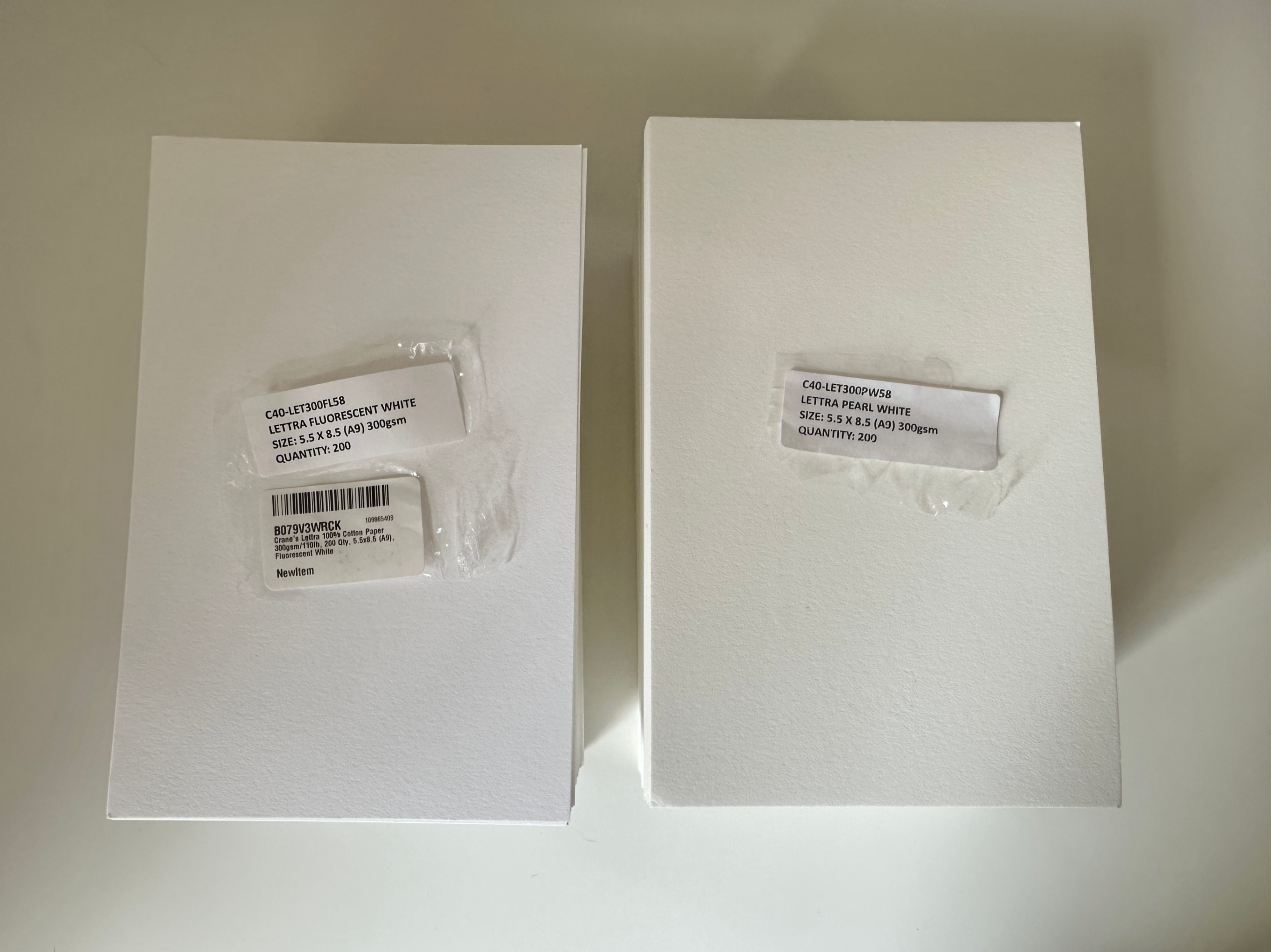 Crane’s Lettra Cotton Paper - Fluorescent white, Pearl White