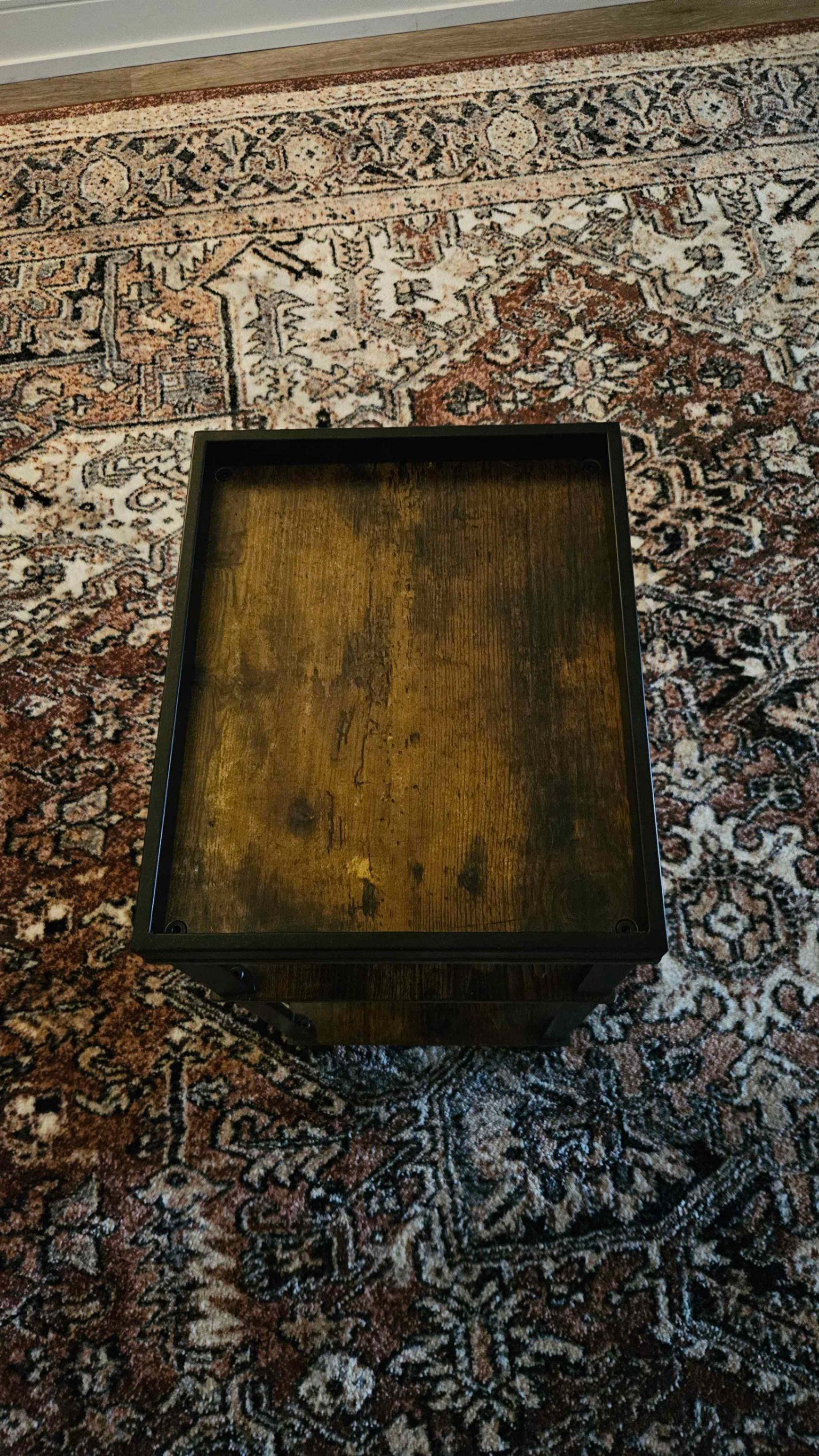 Bed-side Small Table - Dark Wood Black Metal - photo 3