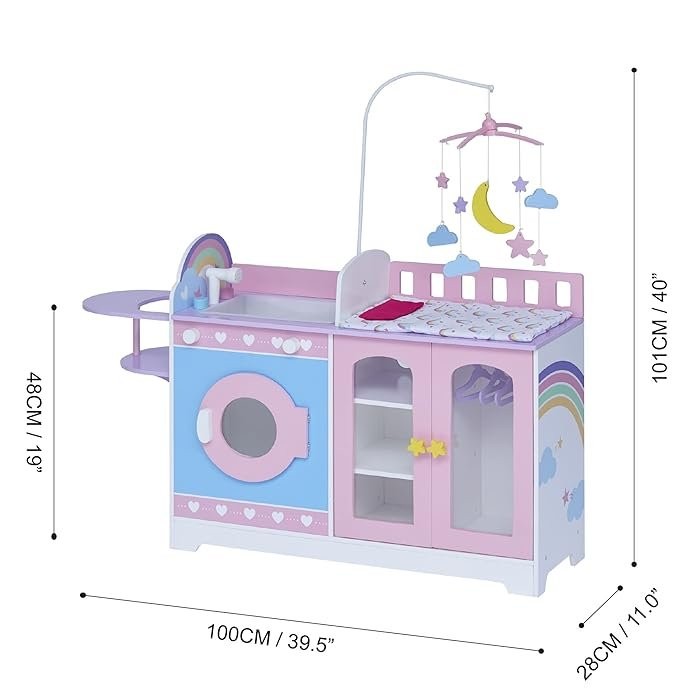 Wooden Interactive 6‑in‑1 Doll Changing Table Station Nursery - photo 3