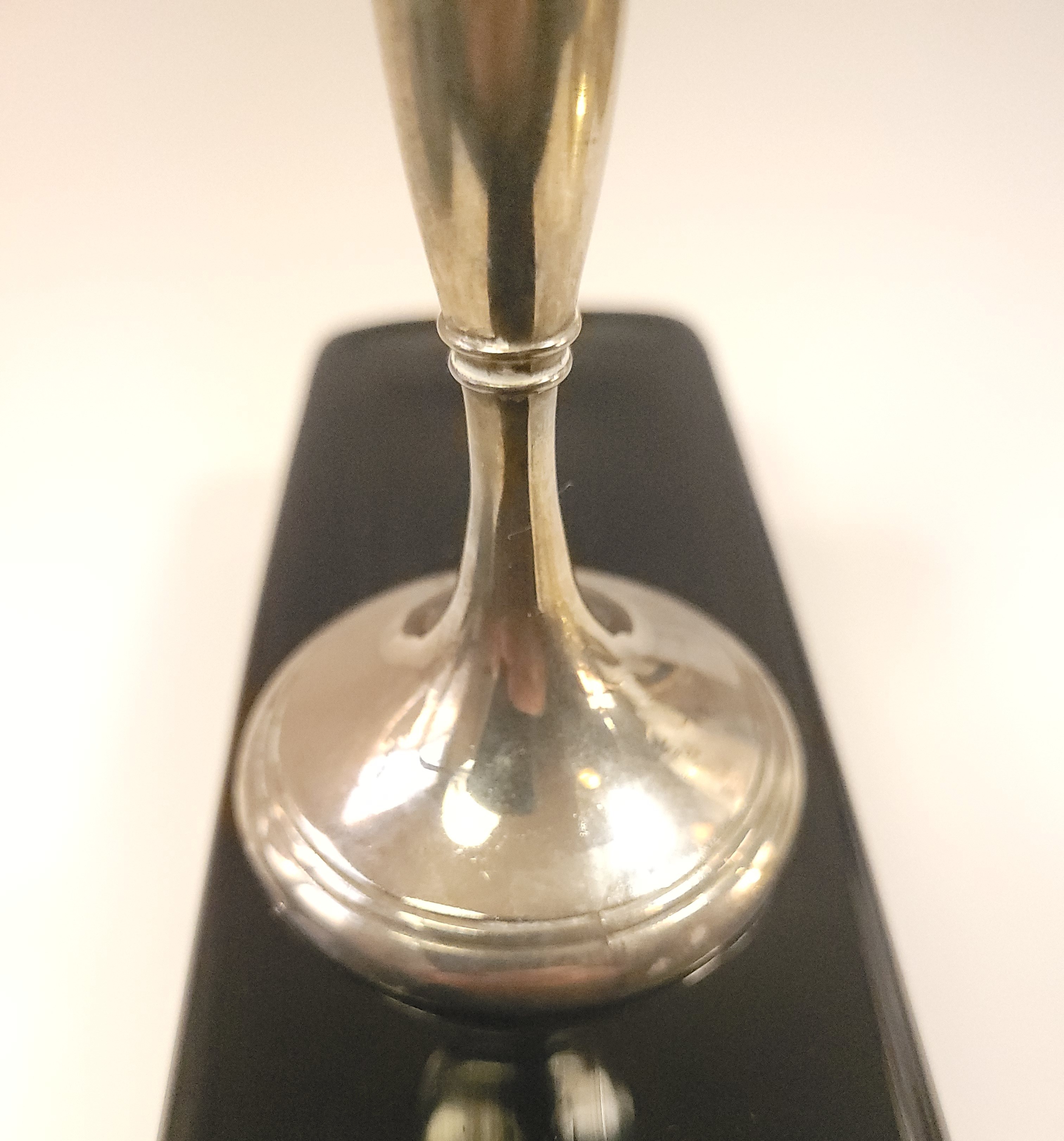1960s Silver Plated Trumpet Bud Vase - 7.25" Mid-Century Floral - photo 5