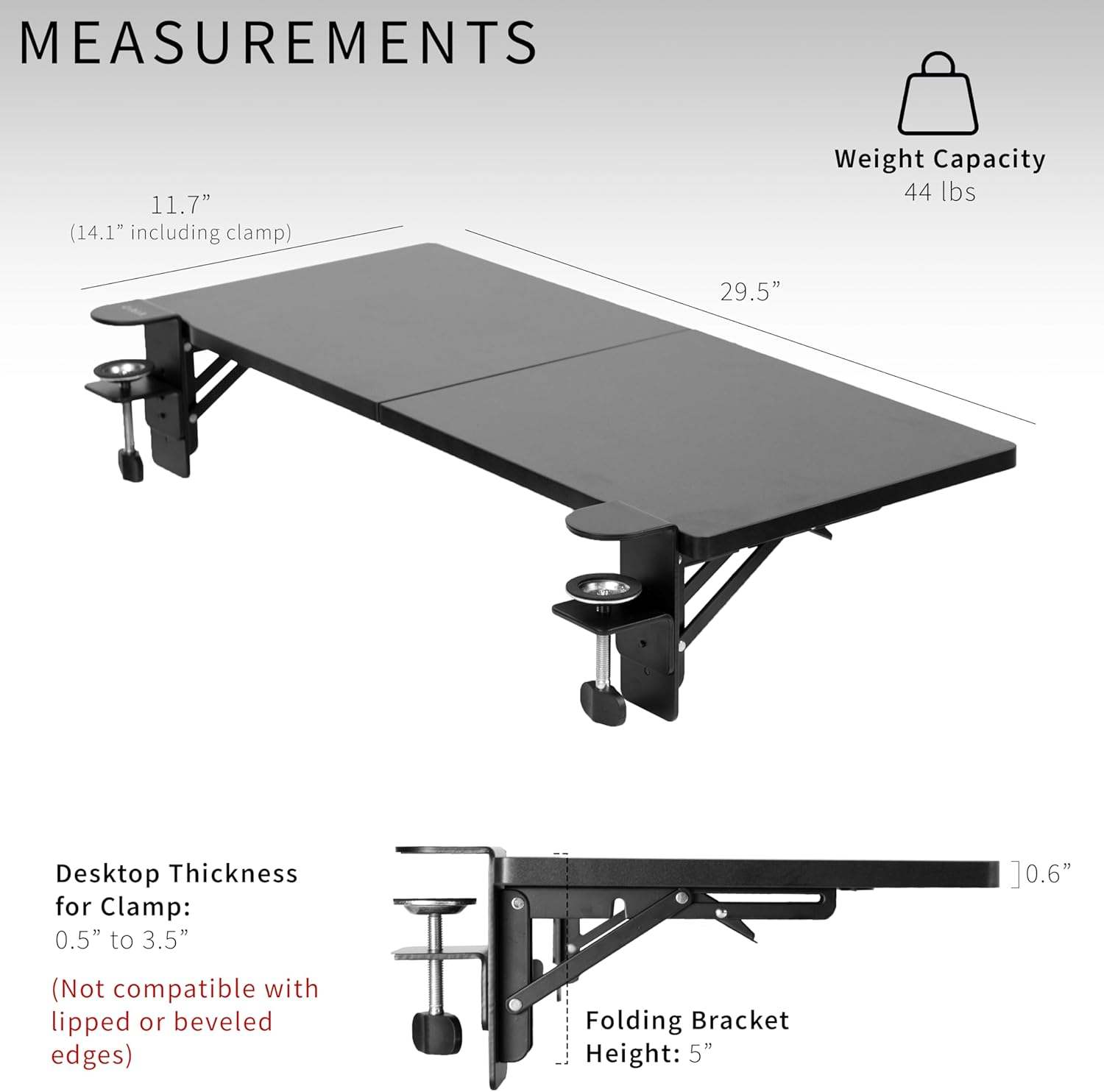 New VIVO Clamp-on 30 x 12 inch Foldable Desk Extender - photo 2