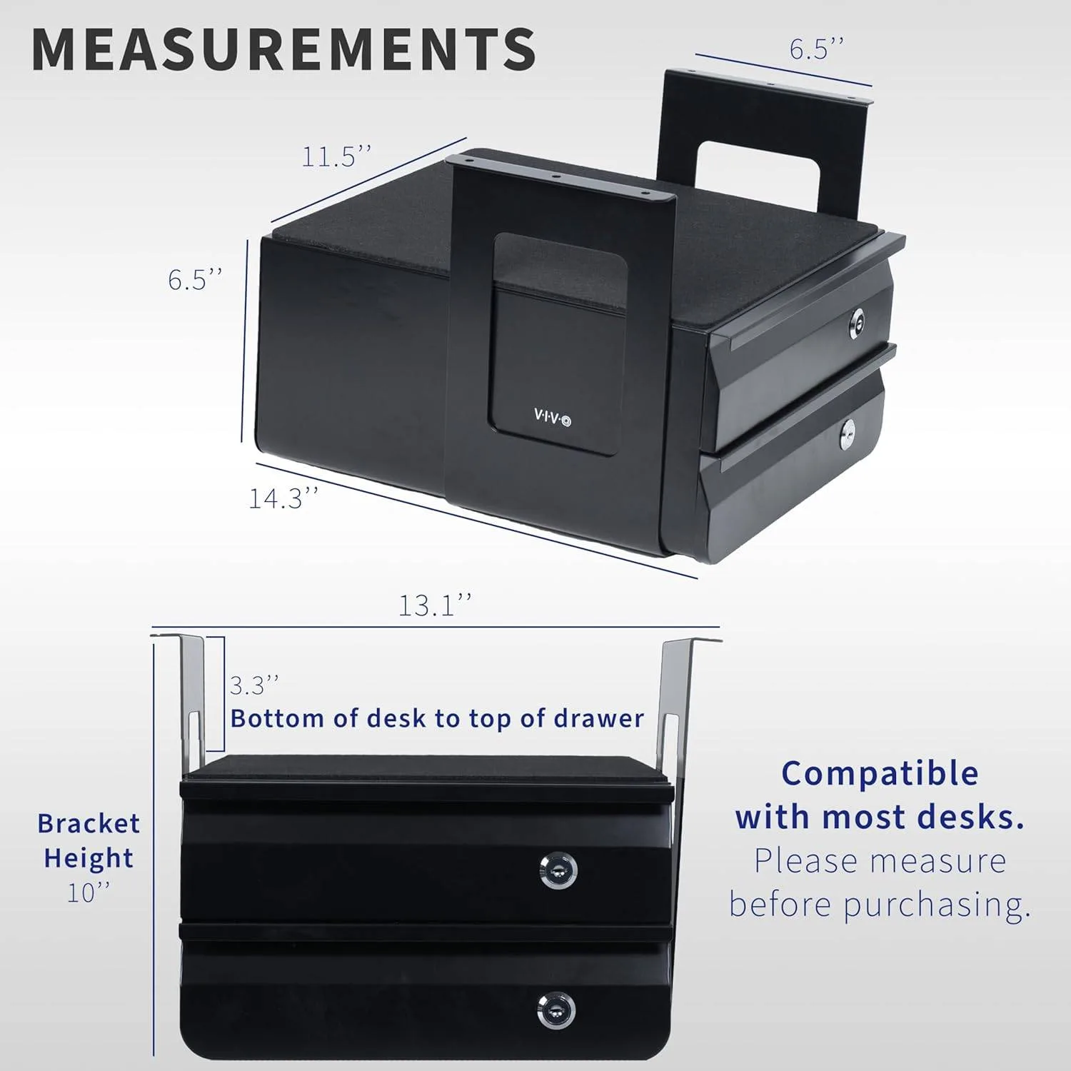 New  VIVO Under Desk Double Stacked Slide Out Drawers with Lock - photo 3