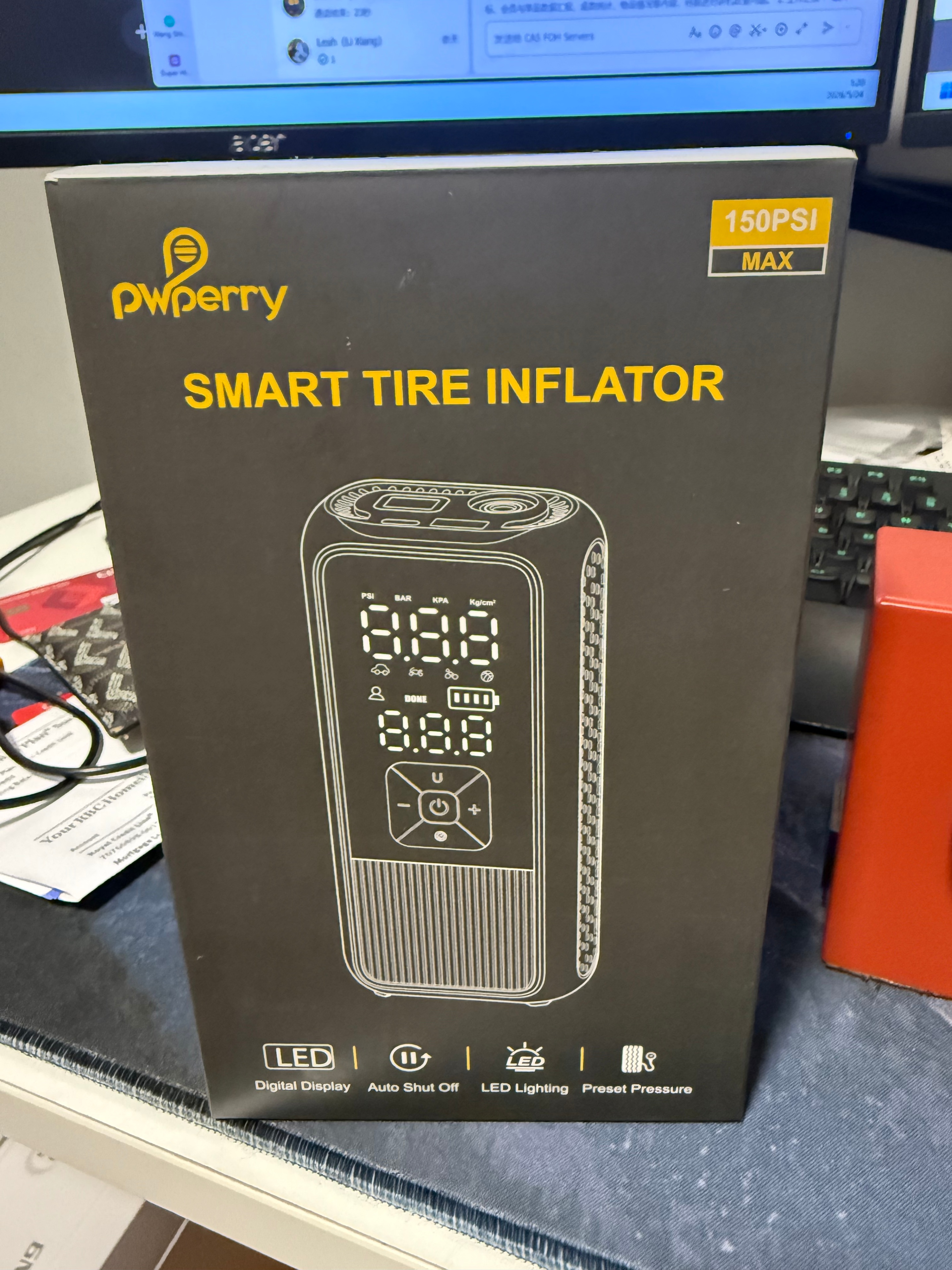 Pwperry Portable Tire Inflator - Smart Air Compressor 150PSI Max - photo 2
