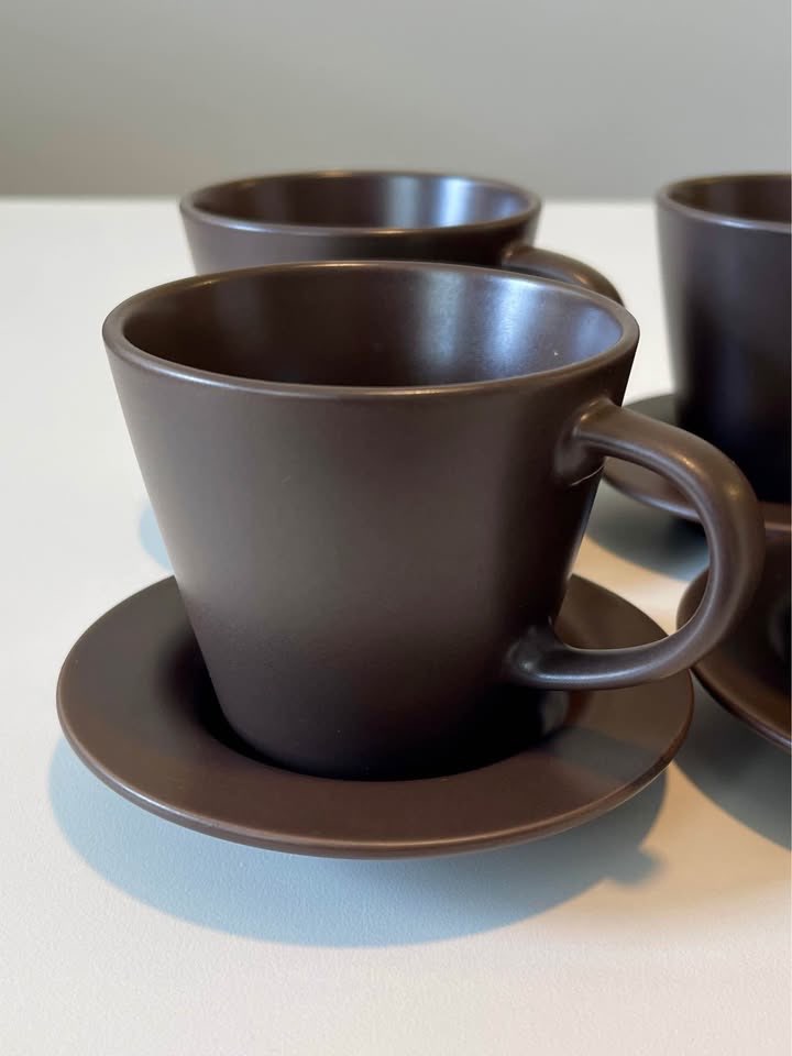 IKEA Matte Brown Cup & Saucer for coffee or Tea - 6 set - photo 2