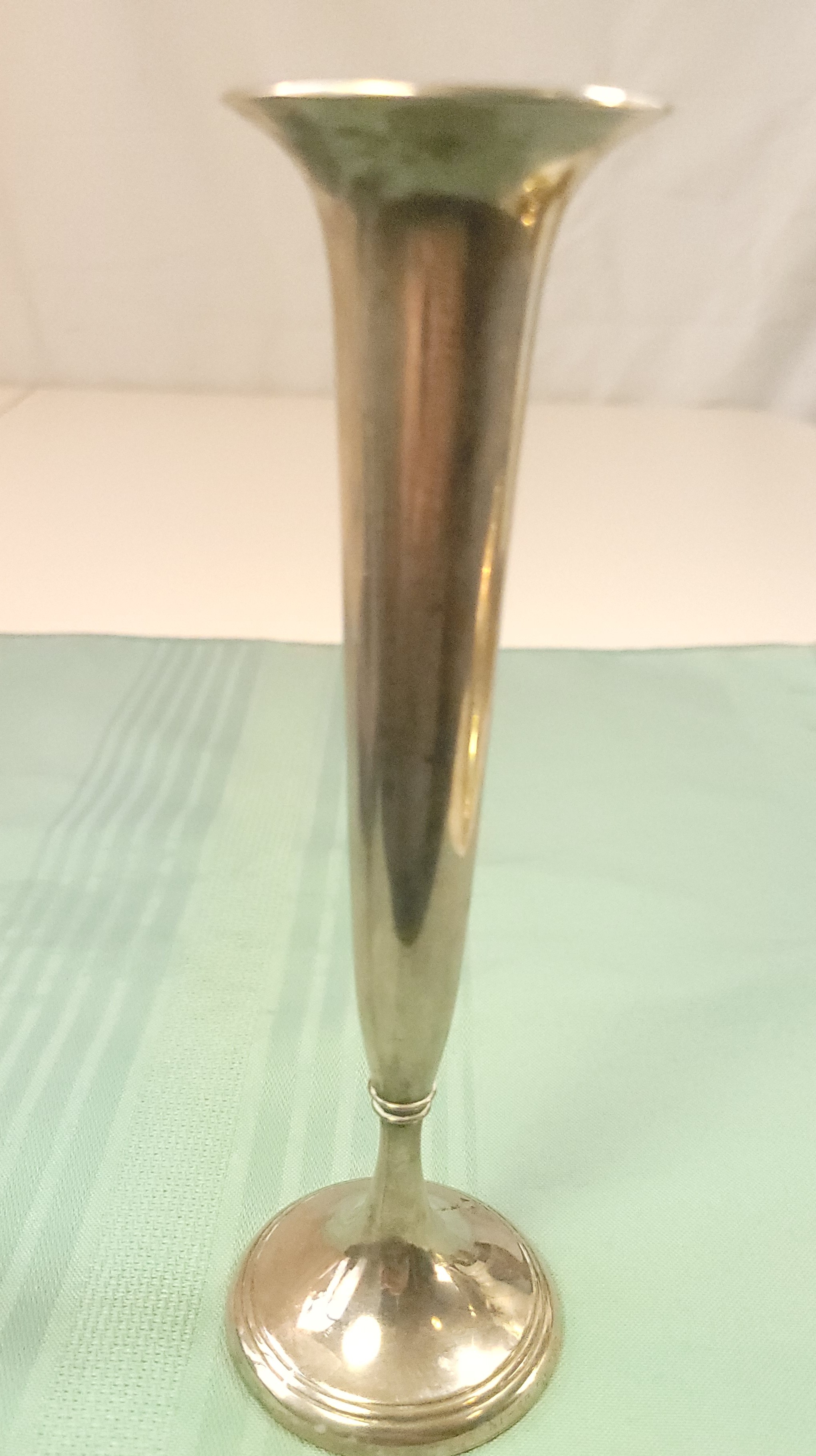 1960s Silver Plated Trumpet Bud Vase - 7.25" Mid-Century Floral - photo 4