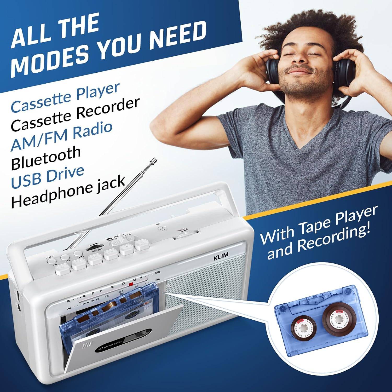 Portable Cassette Player & Tape Recorder Boombox - photo 3