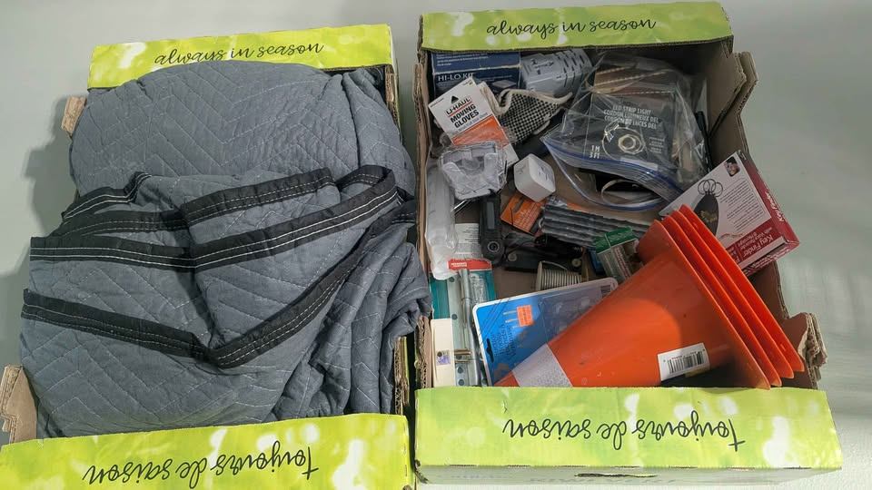 2 boxes of hardware tools housewares