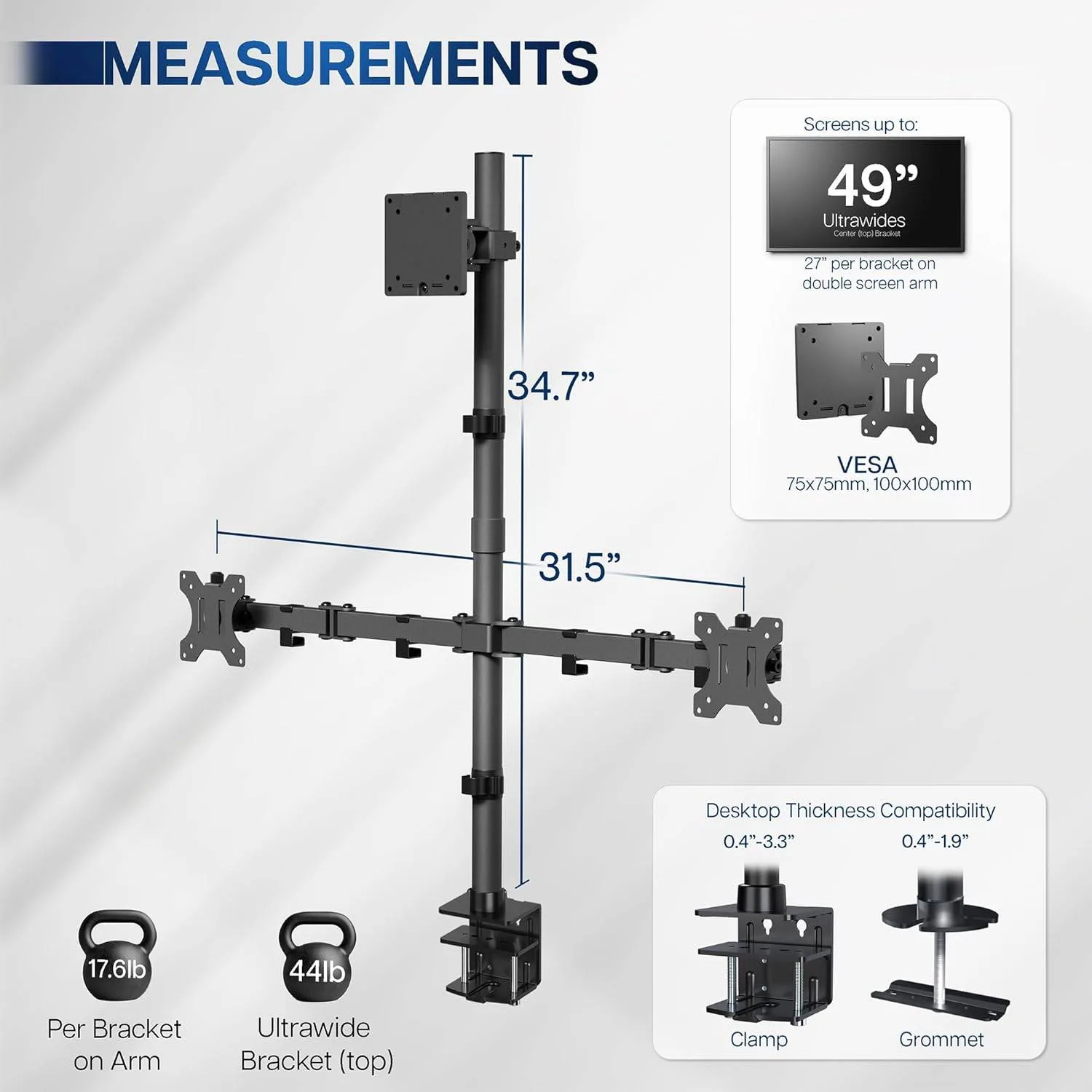 New VIVO Triple Monitor Extra Tall Desk Mount - photo 5