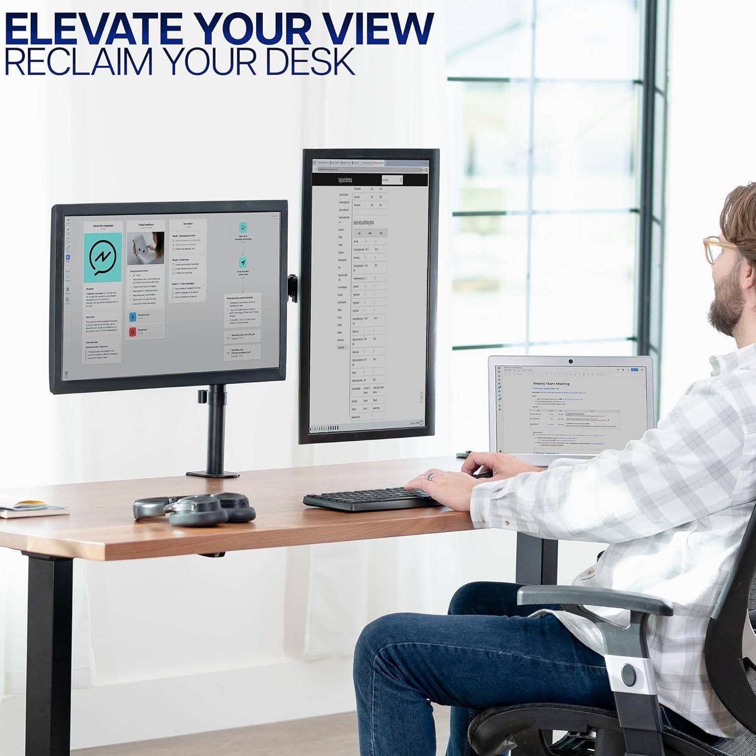 New  VIVO Dual Monitor Desk Mount Heavy Duty Fully Adjustable