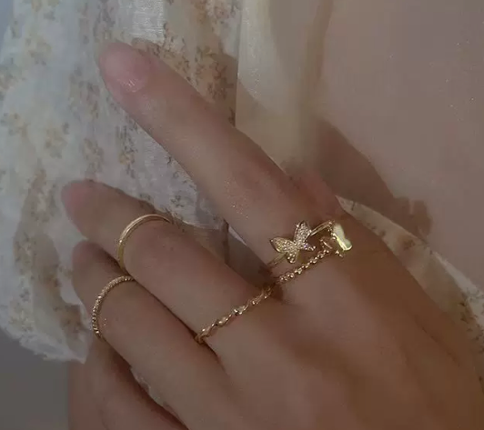 Butterfly Stackable Ring Set (Color: Silver/Gold) - photo 2