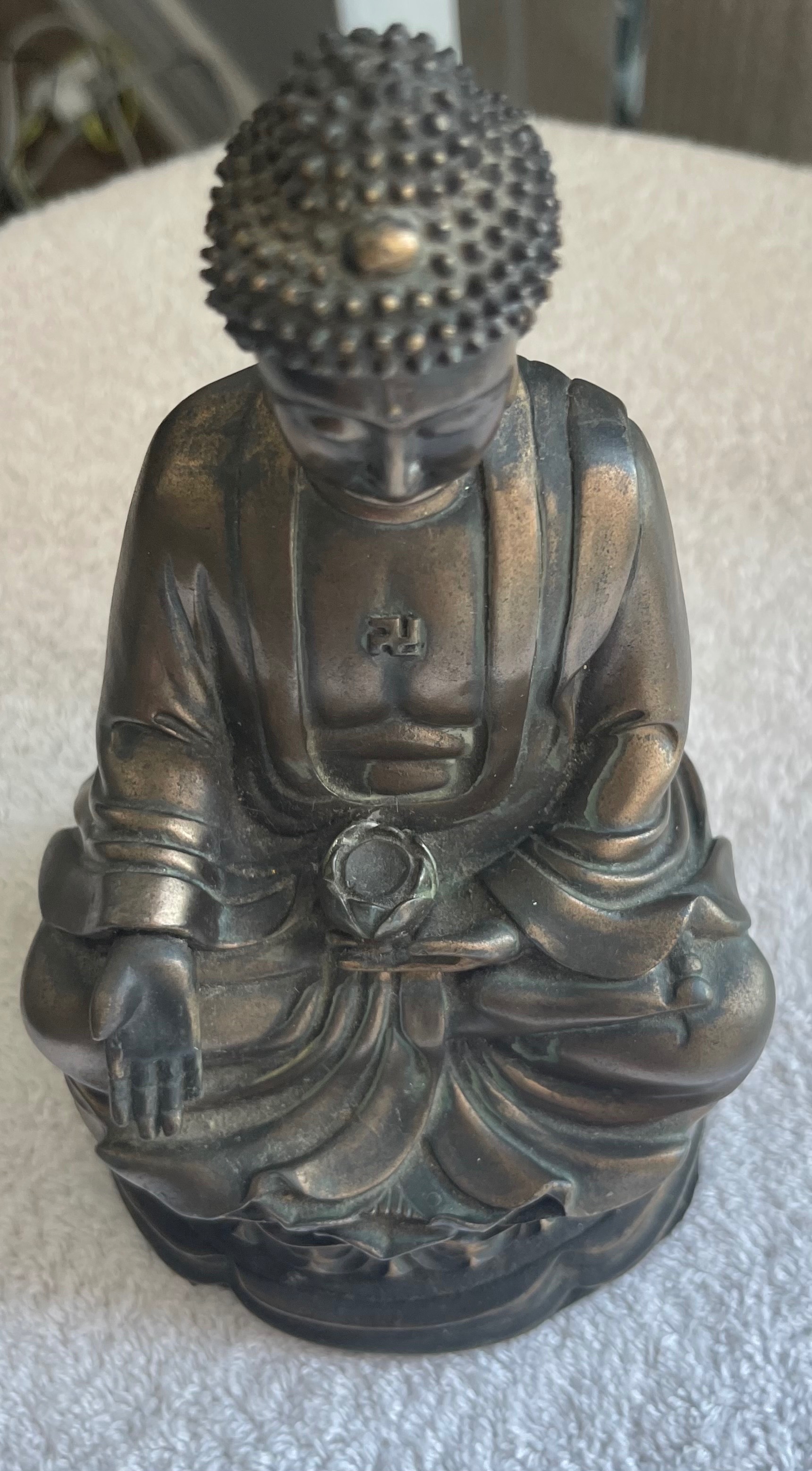 Heavy Vintage Medicine Buddha Statue - 2.8 LBS (7.5") - photo 3