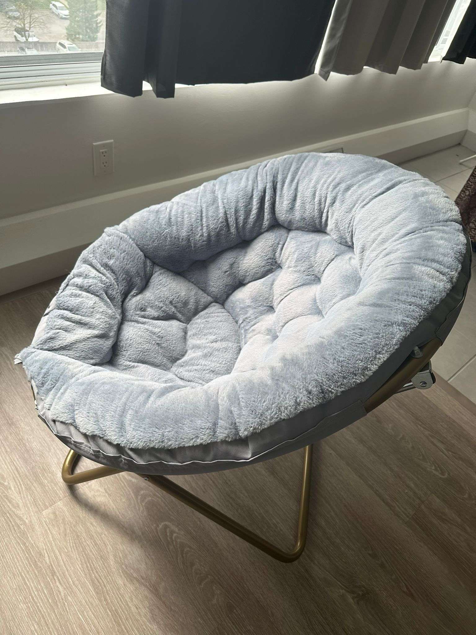 Moon Chair - Fluffy Grey Brass Metal - photo 2