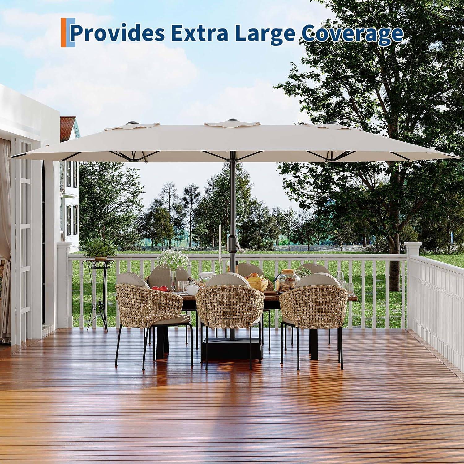 Large Double Patio Umbrella - 15ft Wide - photo 2