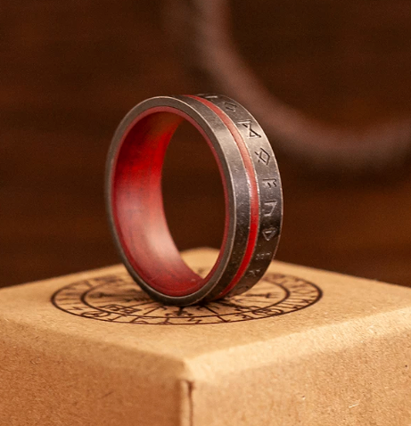Men's Rune Engraved Tungsten Carbide Ring