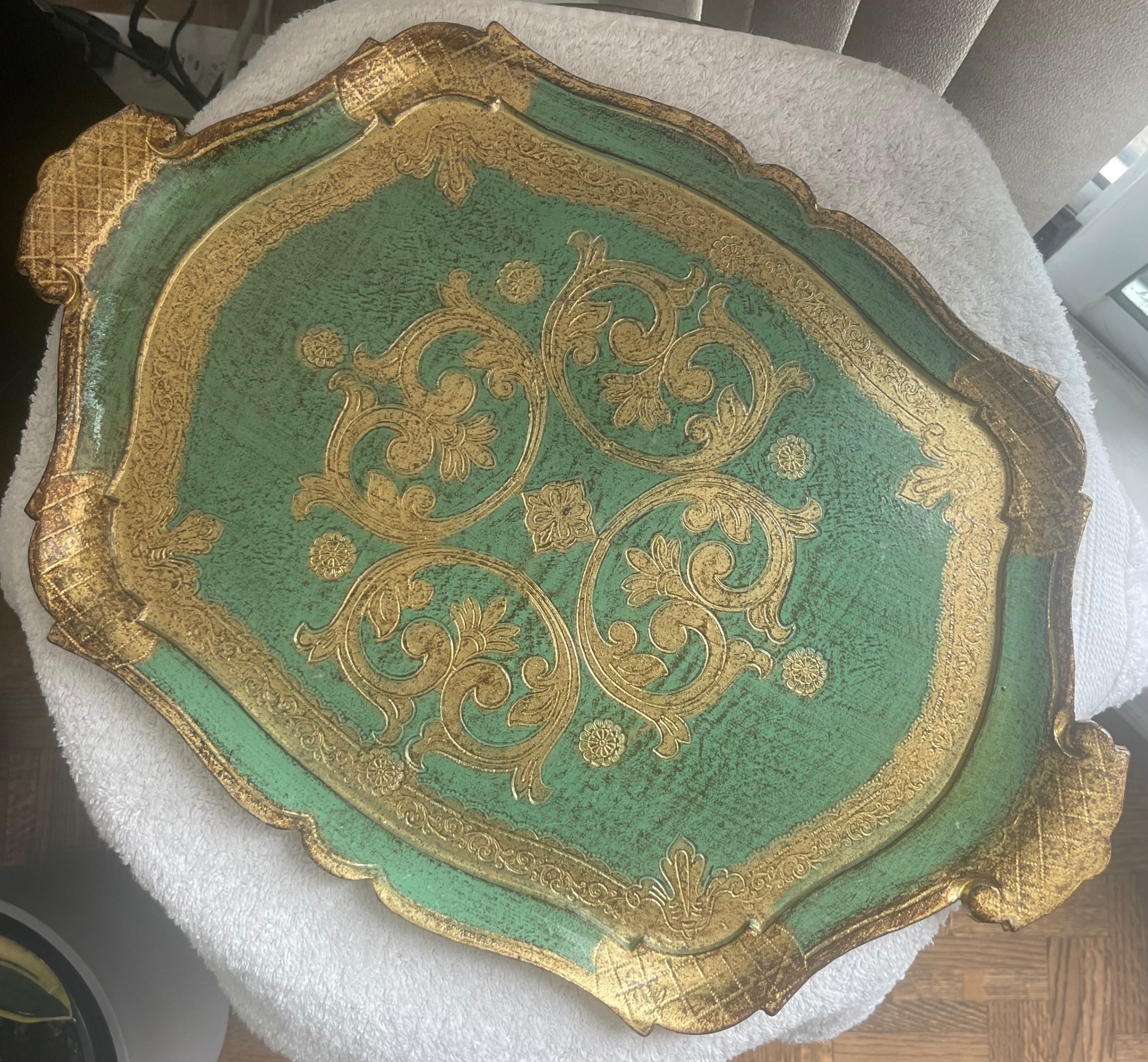 Large Vintage Italian Florentine Wood Serving Tray - photo 2