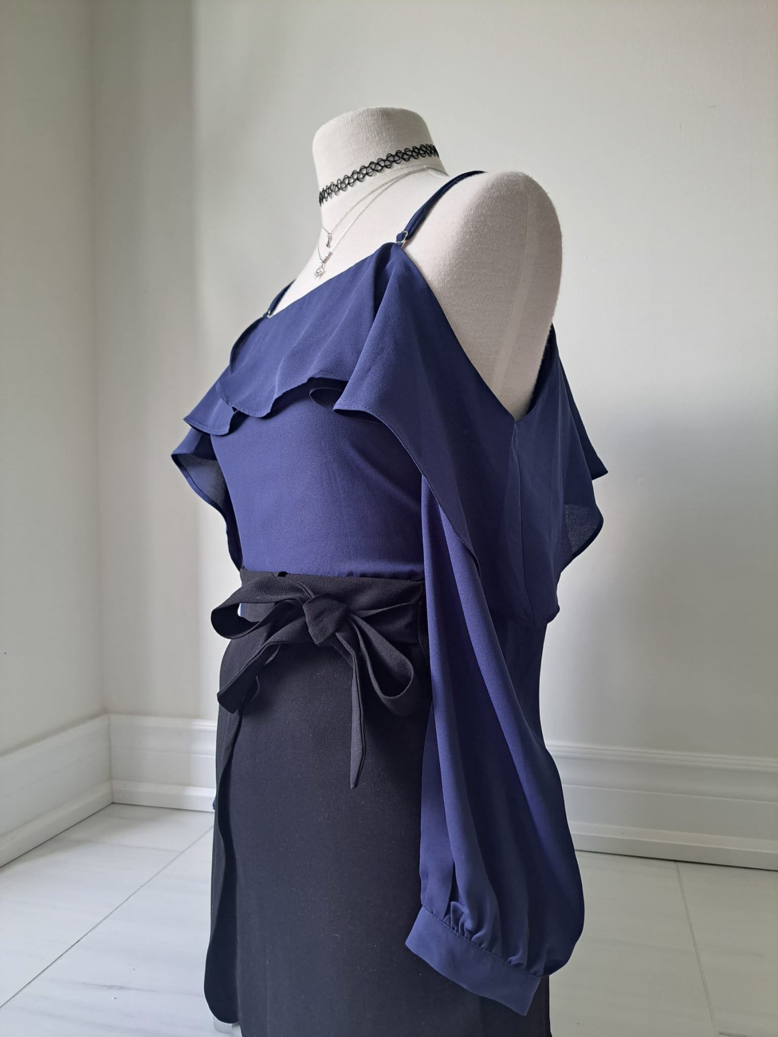 💙 Navy Blue Off Shoulder Ruffle Top - photo 2