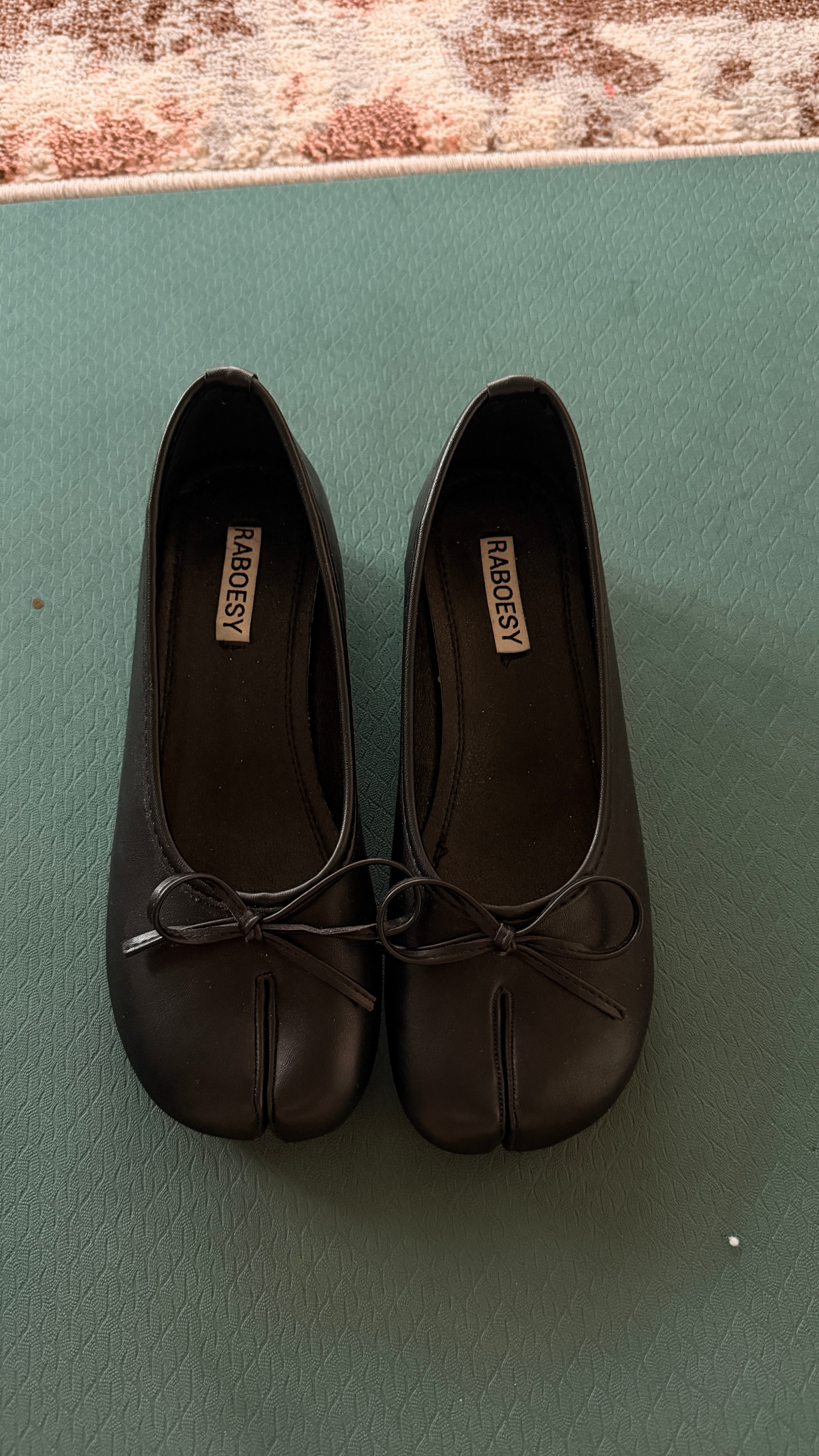 RABOESY Black Split Toe Ballet Flats with Bow - photo 3