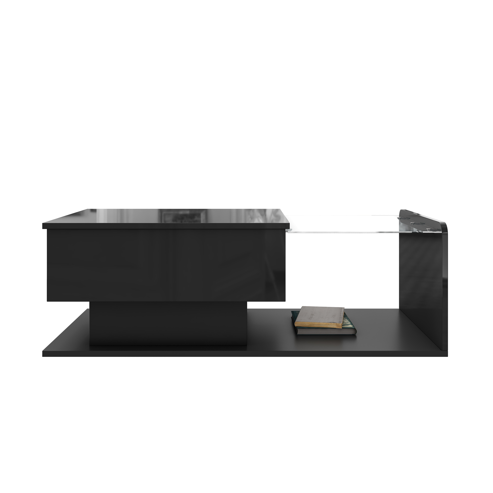 Modern Black LED Lift-Top Coffee Table with Storage - photo 5