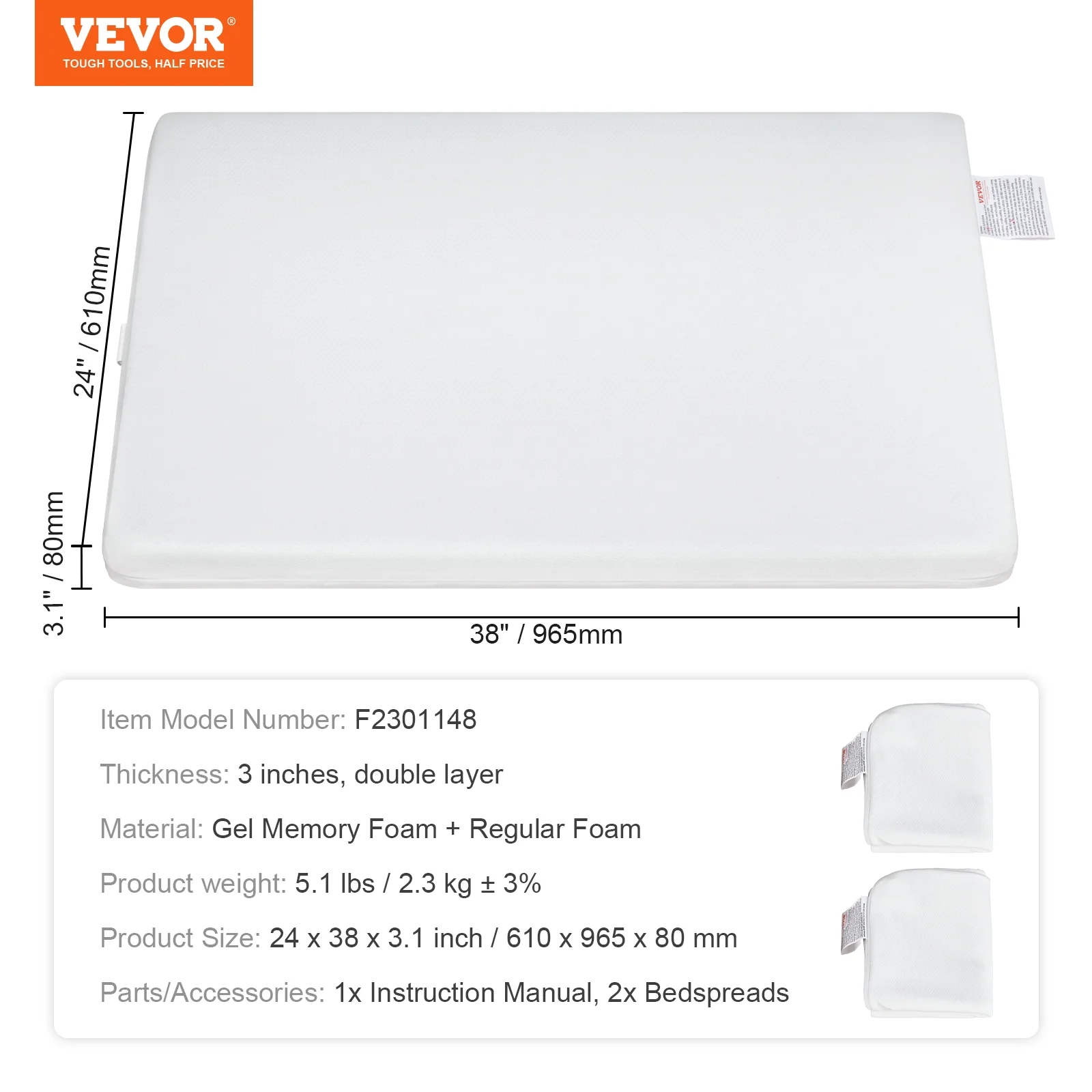 Crib Mattress, Two-sided Breathable Memory Foam, Baby Mattress - photo 3