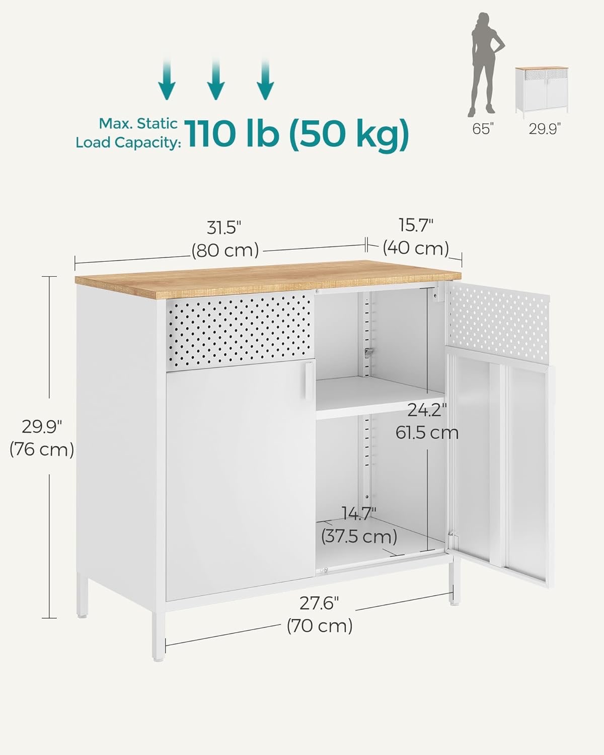 Metal cabinet with wooden top - photo 2