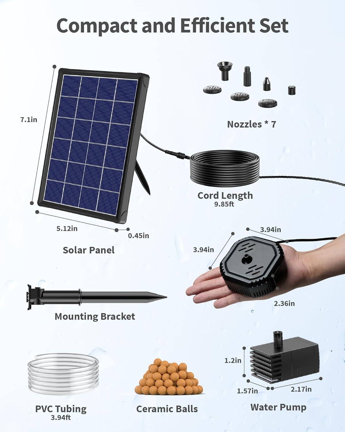 POPOSOAP 4W Solar Fountain Pump with Filter Box, Solar Powered - photo 2