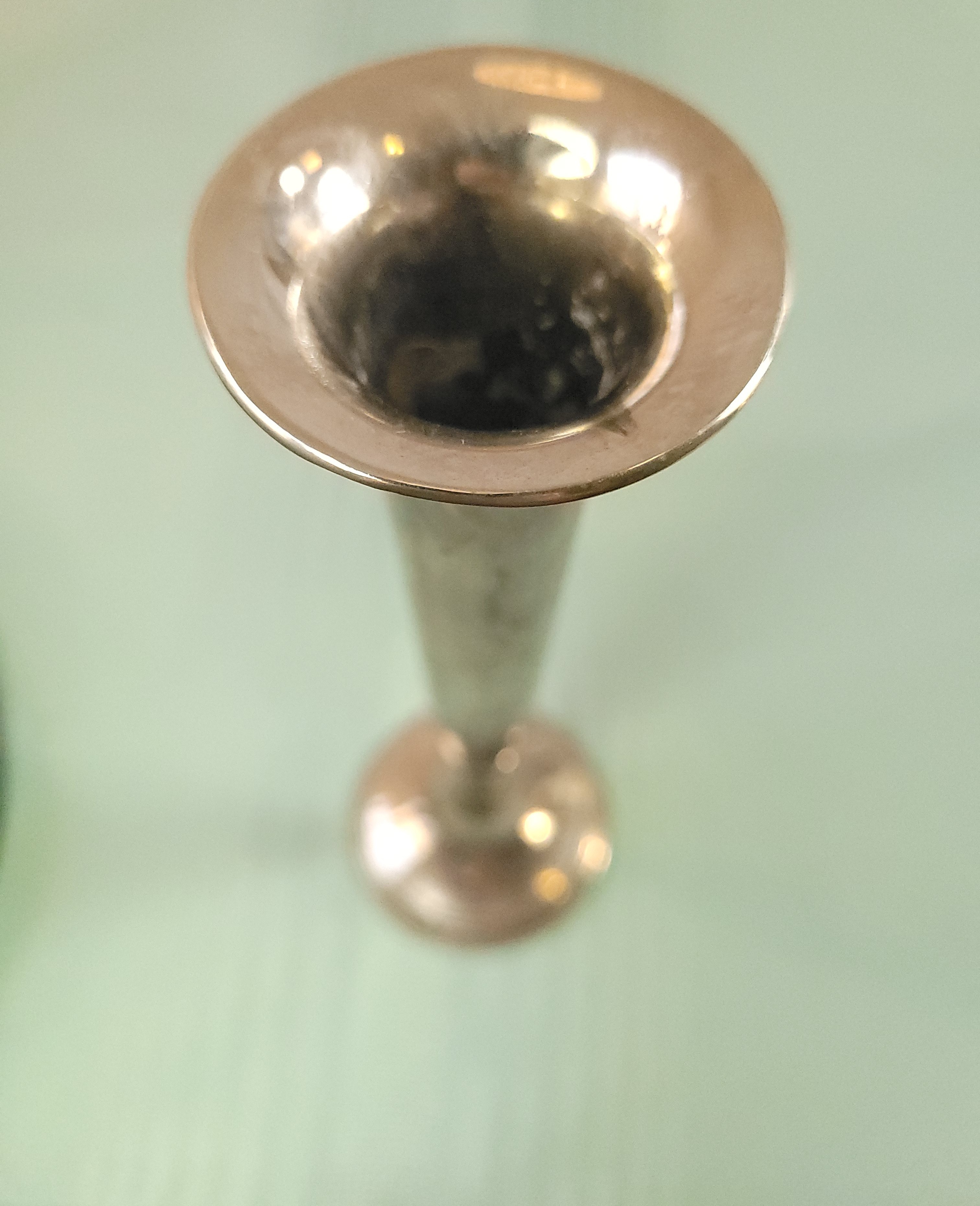 1960s Silver Plated Trumpet Bud Vase - 7.25" Mid-Century Floral - photo 3