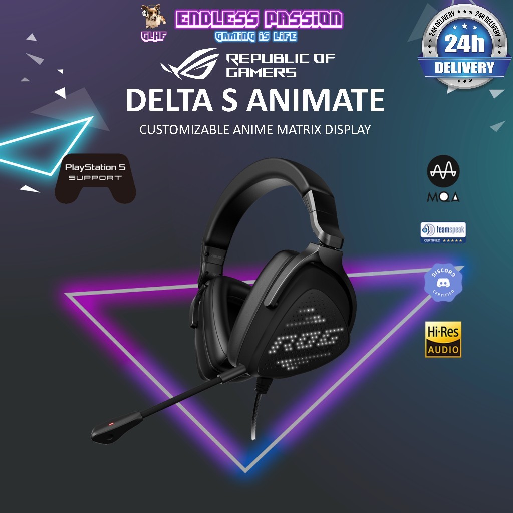 ASUS ROG Delta S Animate Headset –AniMe Matrix LED,Quad DAC + AI