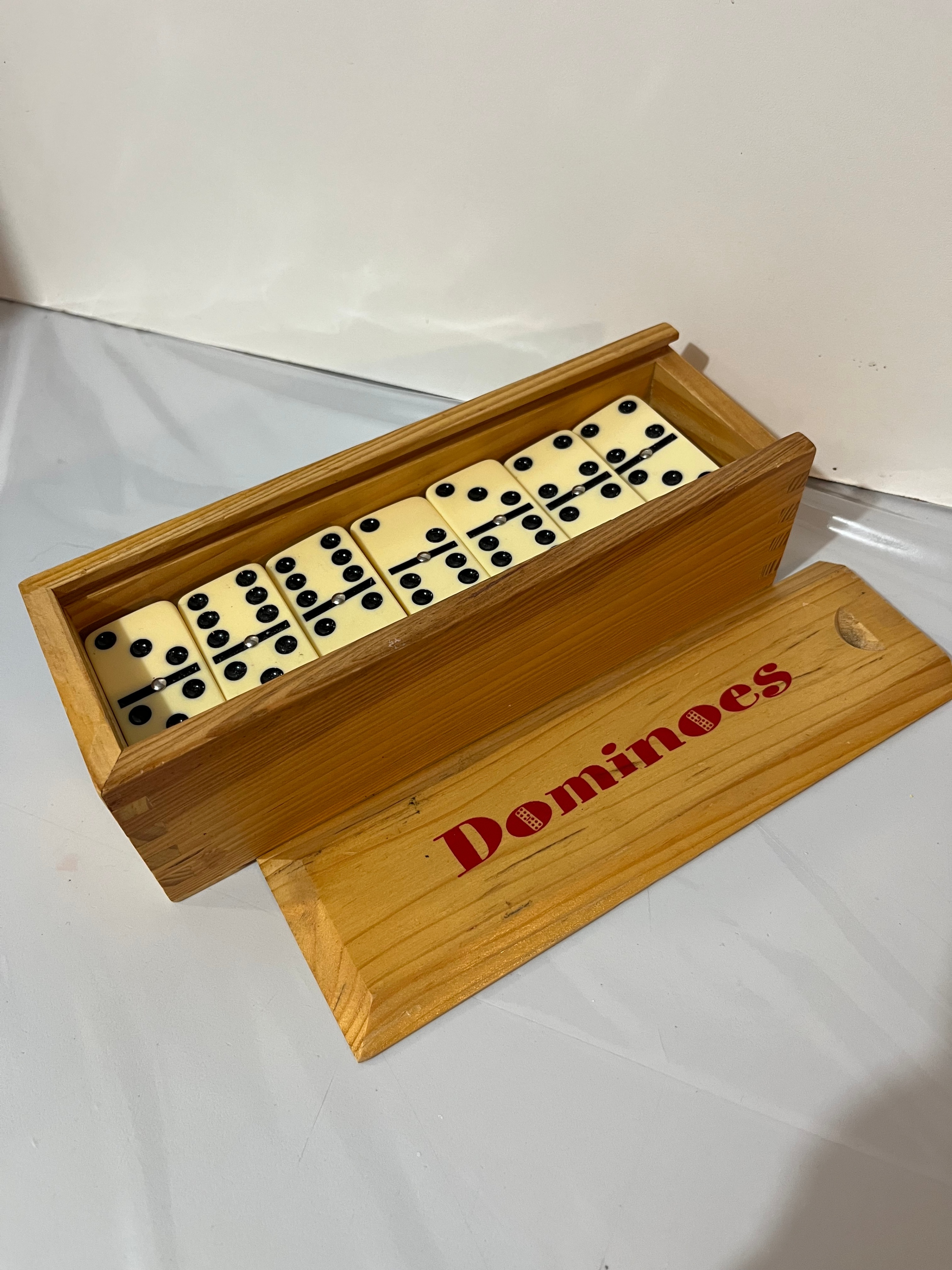 Double Six Dominoes Set Ivory Classical 28 Tiles in Wood Box - photo 3