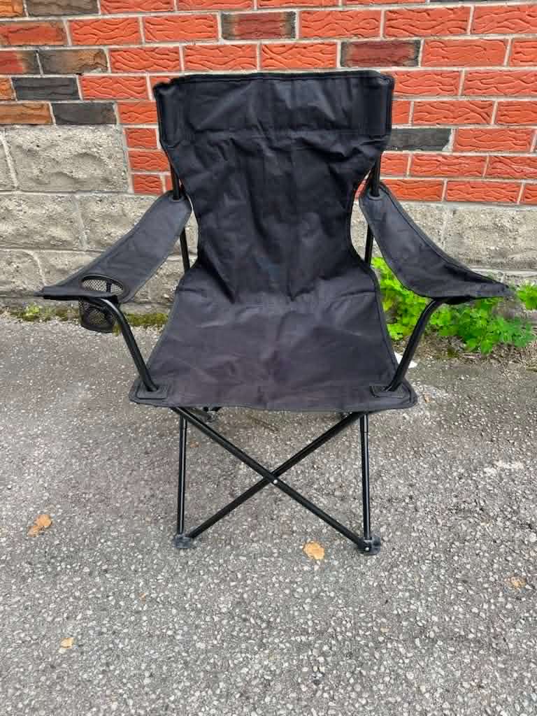 Black Folding Camp Chair with Cup Holder