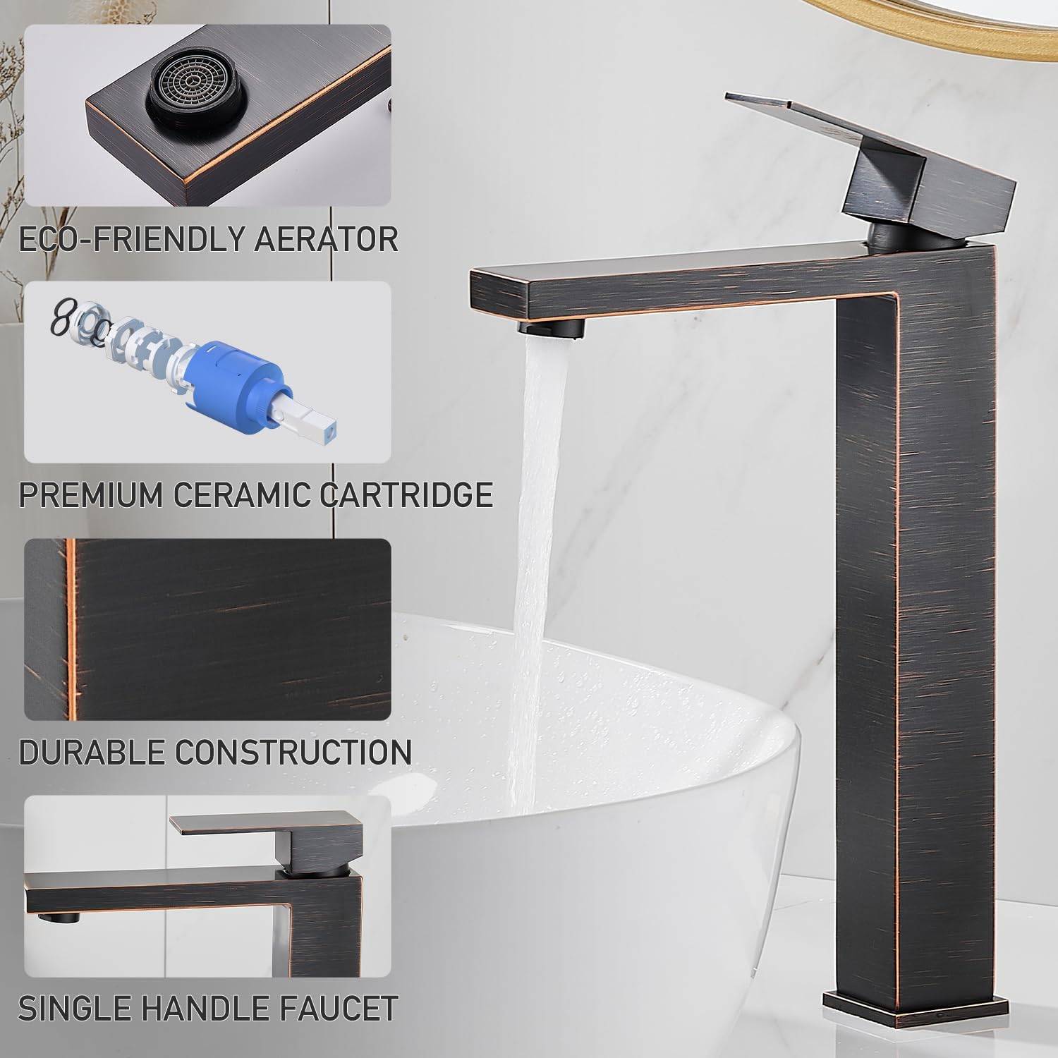 AVSIILE Vessel Sink Faucet, Oil Rubbed Bronze 1 Hole - photo 4