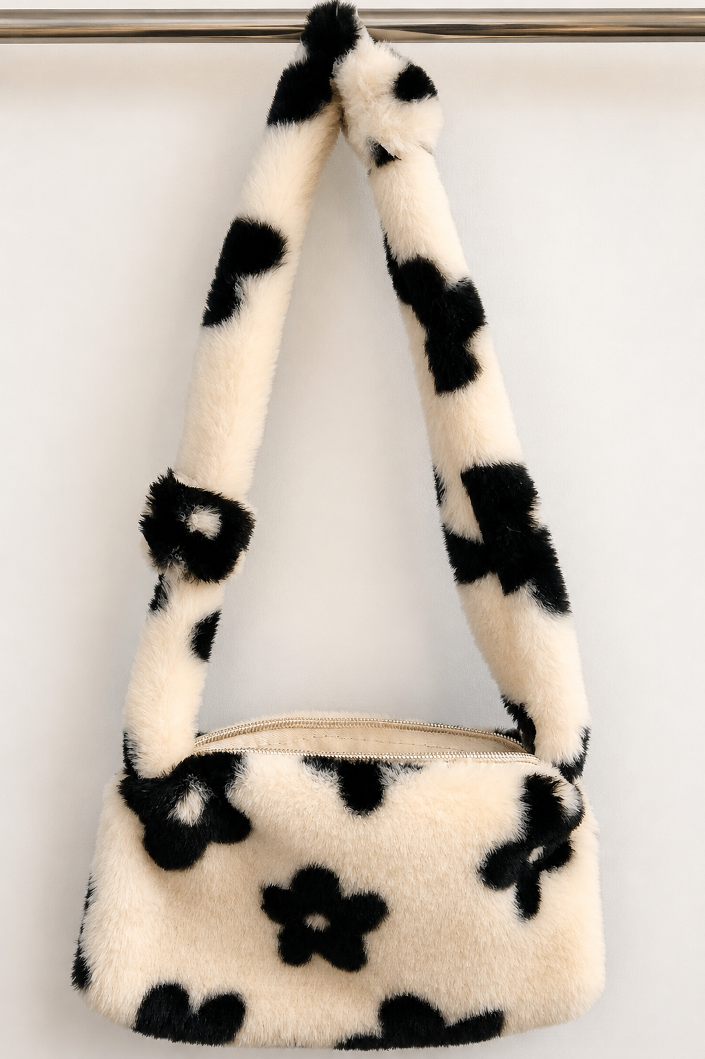White/Black Flower Print Shoulder Purse