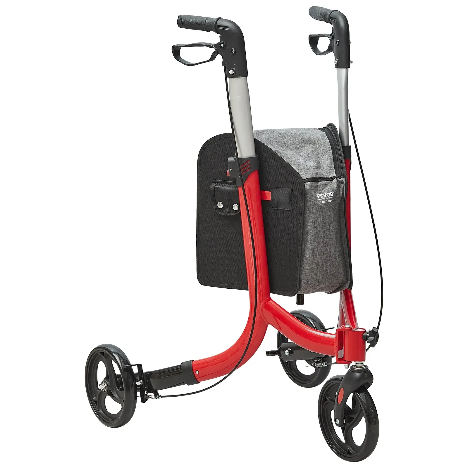 Red VEVOR 3-Wheel Walker with Bag