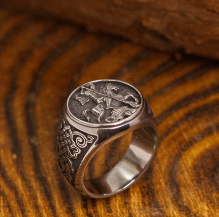 Men's Saint George and the Dragon Signet Ring - photo 4