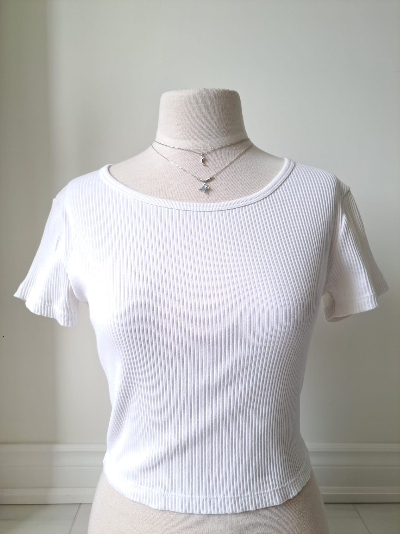 🐇 White Ribbed Cropped Top