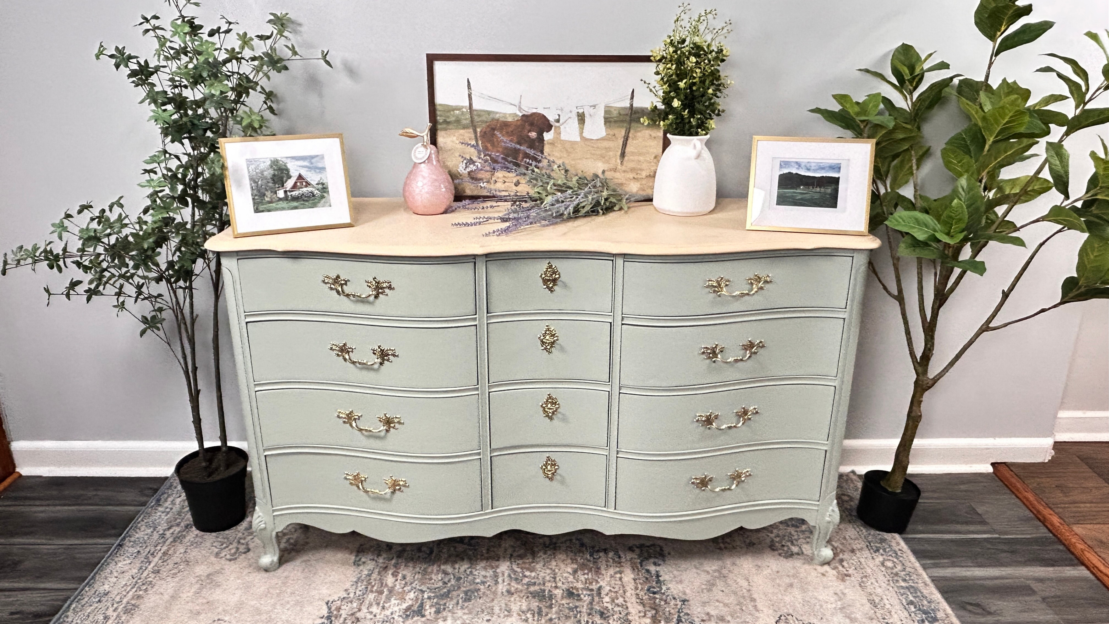 Delivery available Vintage Sage Green French Provincial Dresser - photo 2