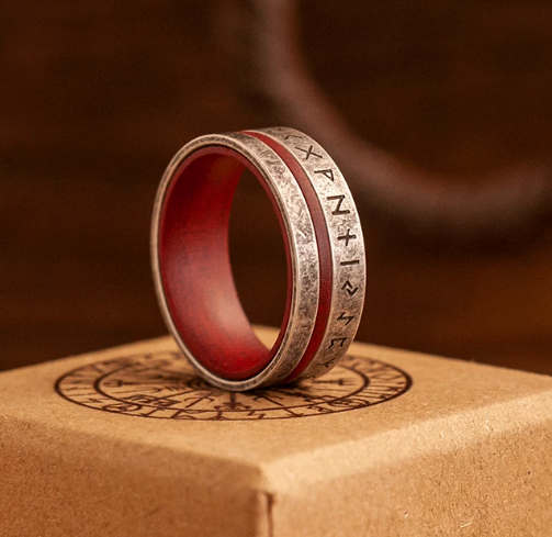 Men's Rune Engraved Tungsten Carbide Ring - photo 2