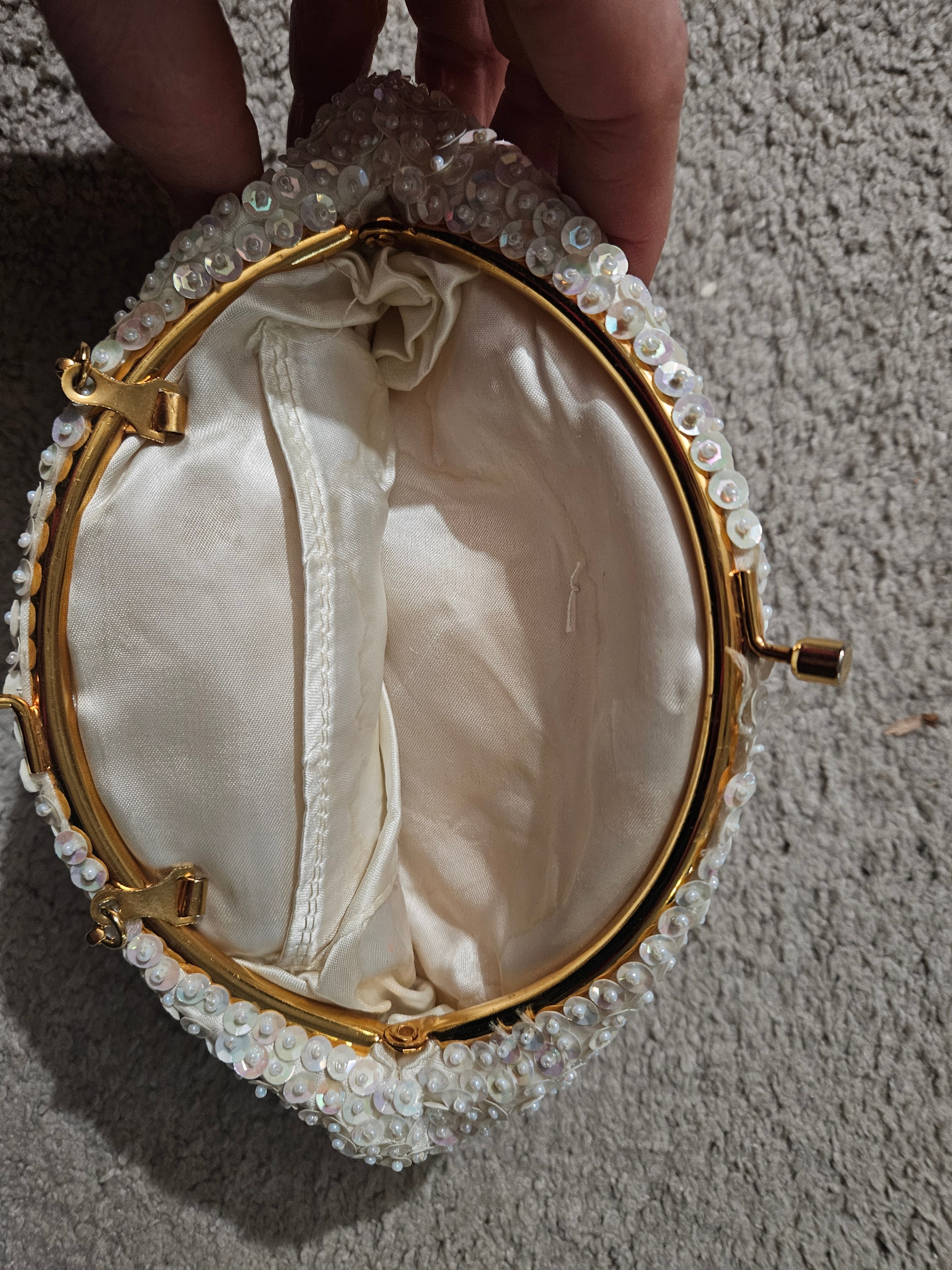Elegant Vintage Beaded Evening Clutch Purse, Pearl & Sequin 8.5" - photo 2