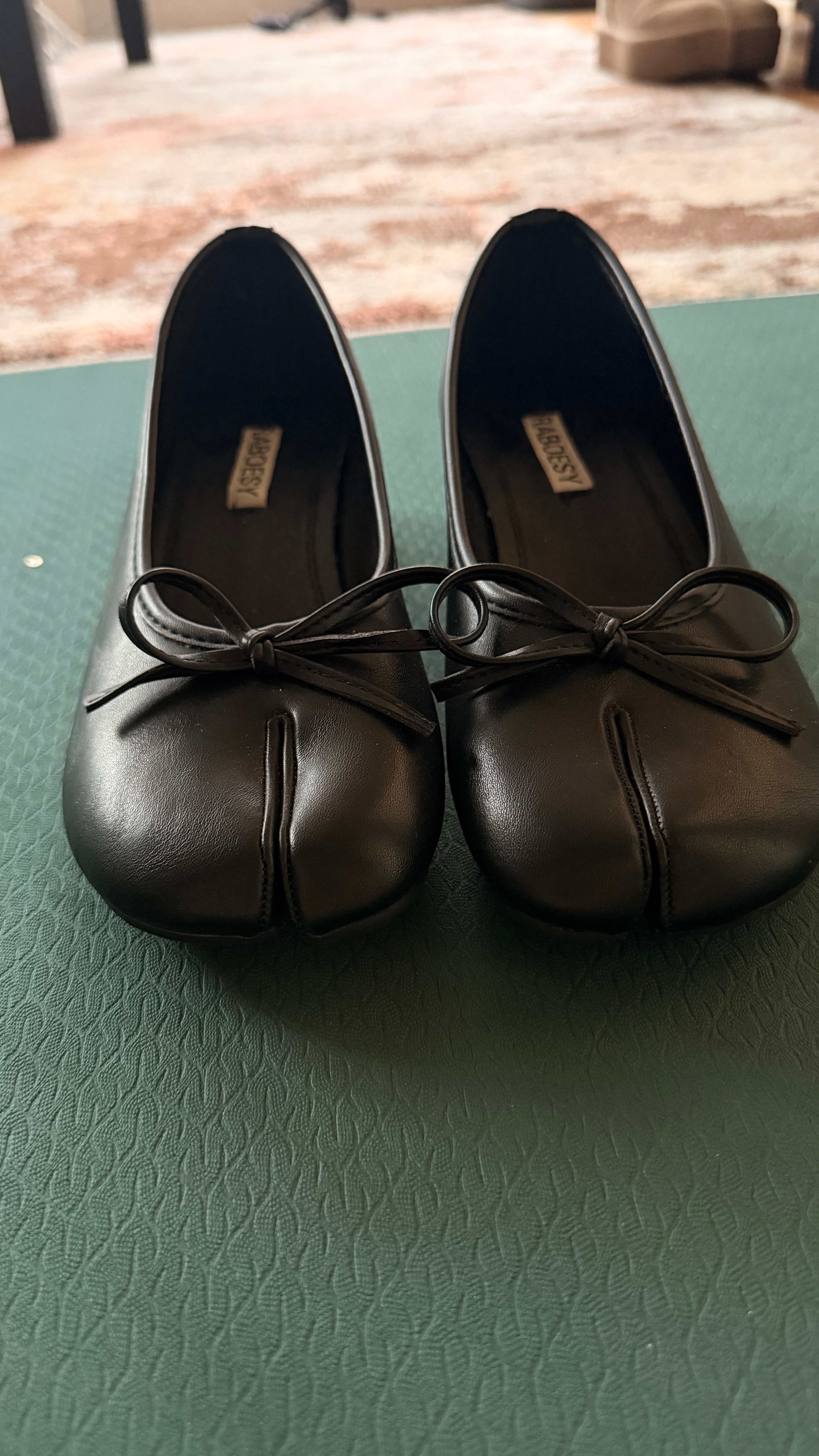 RABOESY Black Split Toe Ballet Flats with Bow - photo 2