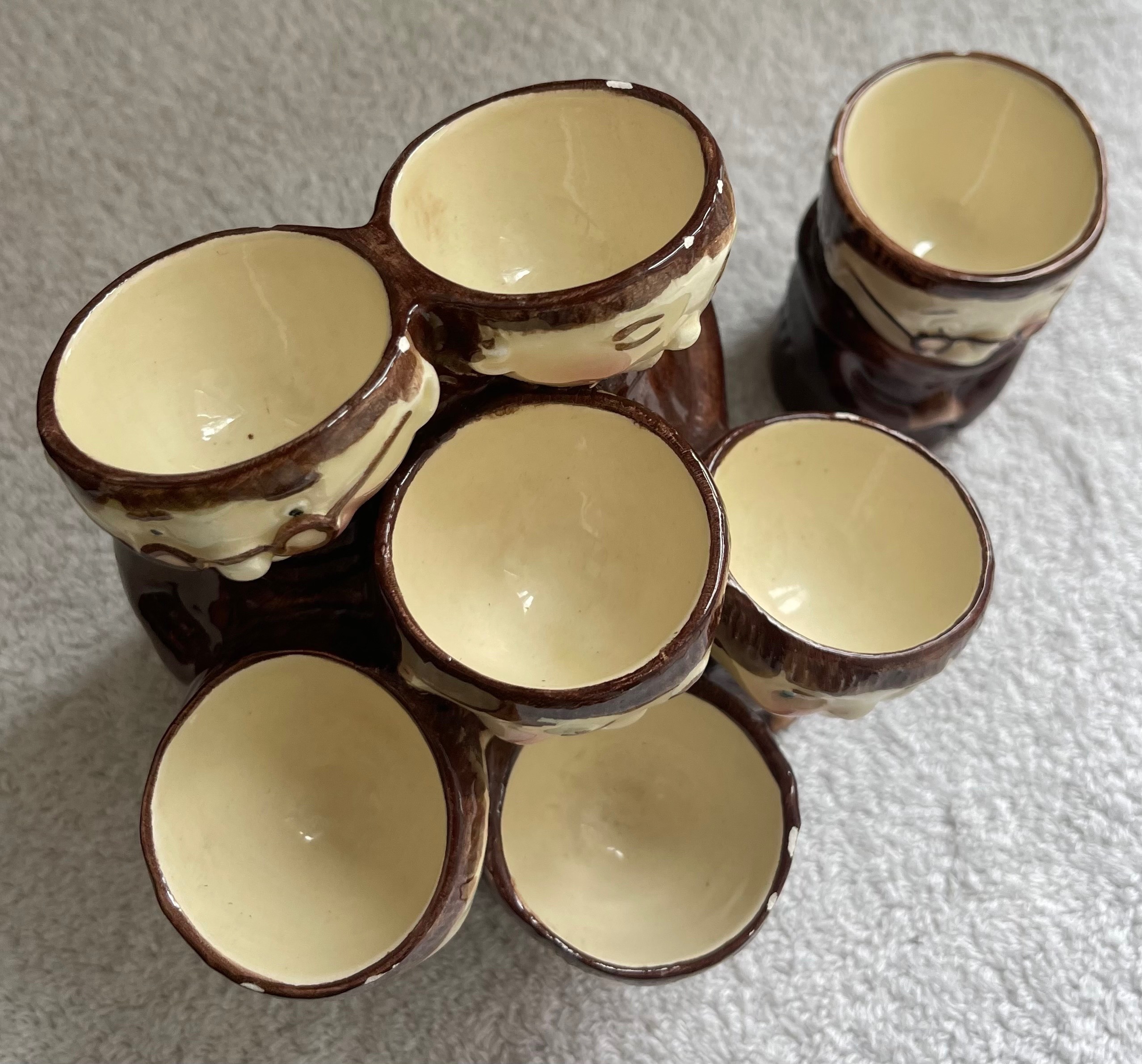 Vintage 7pc "Friar Chucky" Monk Egg Cup Set (Brazil) - photo 3