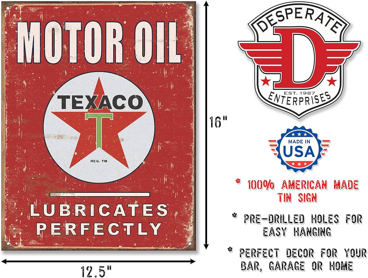 Vintage‐Style Texaco Motor Oil Metal Sign – Retro Garage Decor
