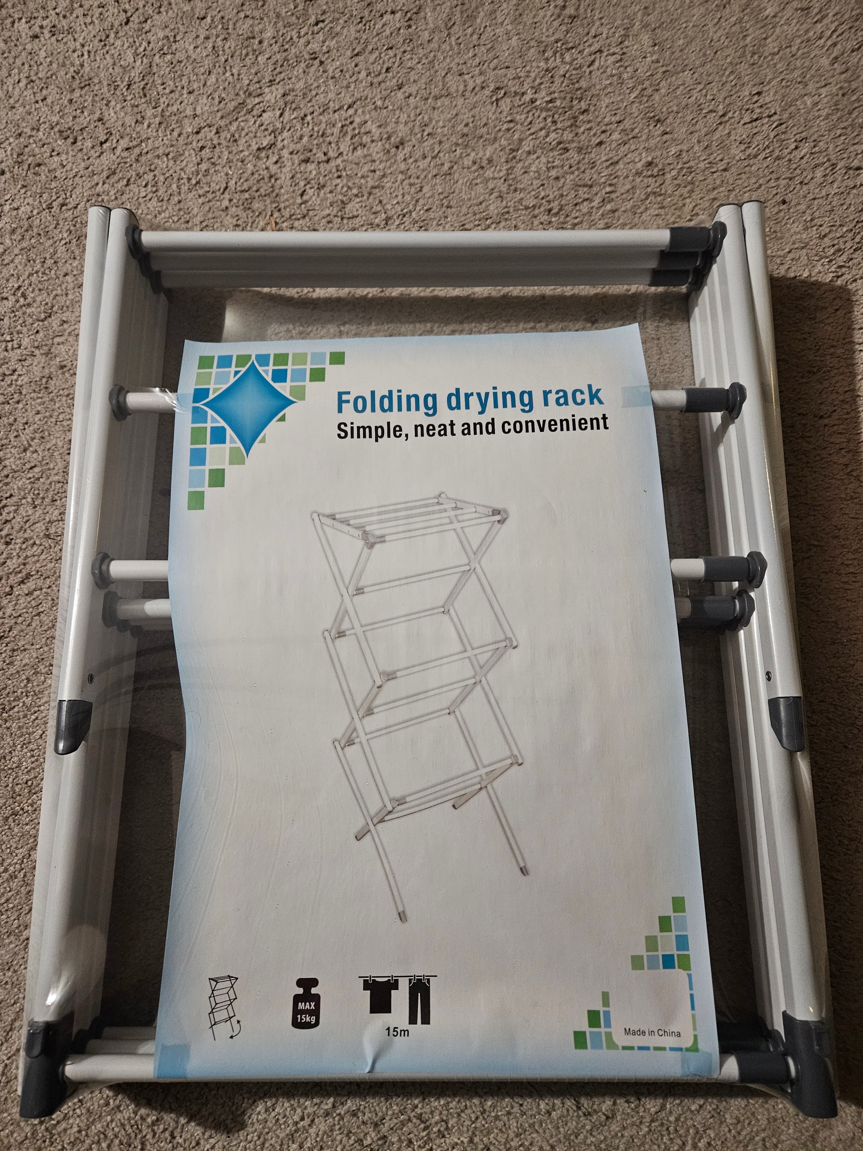 NEW/SEALED Folding Clothes Drying Rack, 15m/49 ft Hanging Space