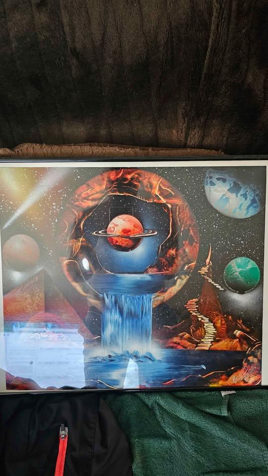 Framed Space Waterfall Art Print 2002