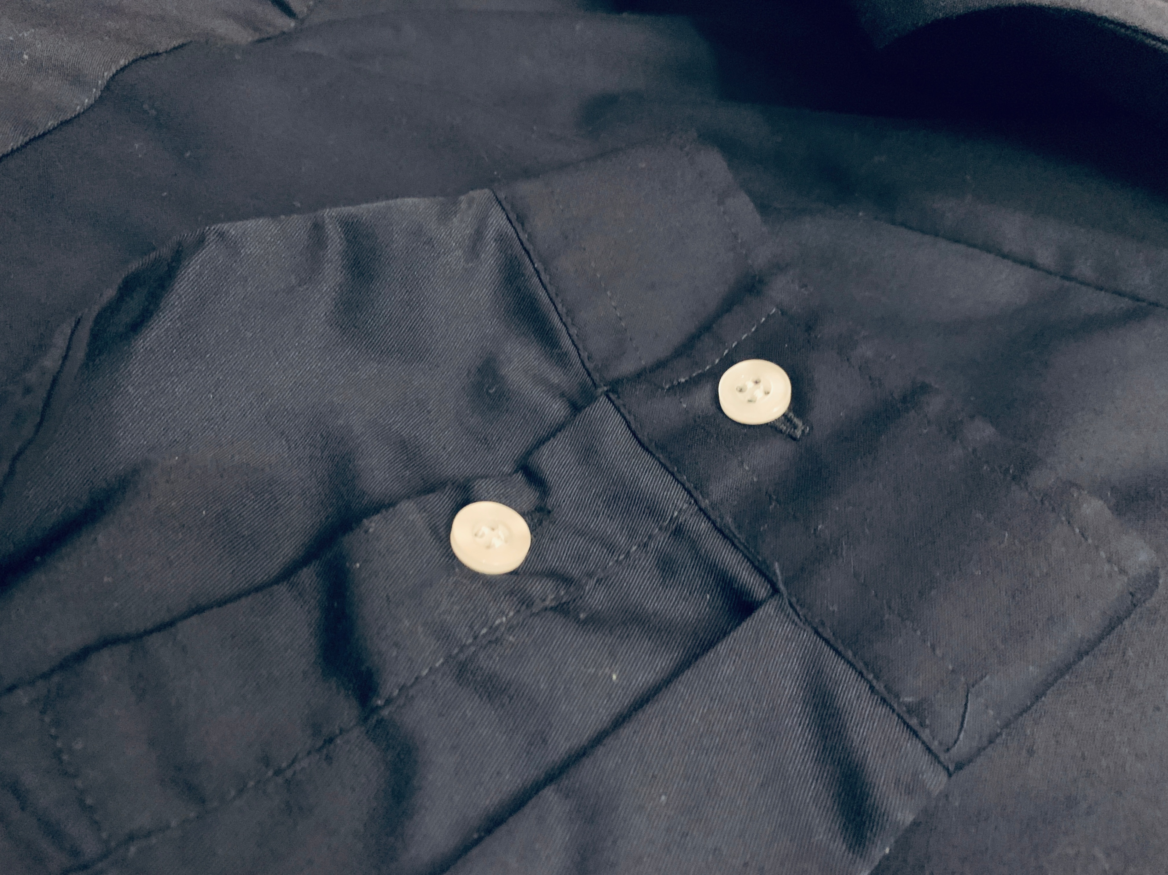 Women's 3/4 Sleeve Navy Blue Formal Wear White Button Down Shirt - photo 4