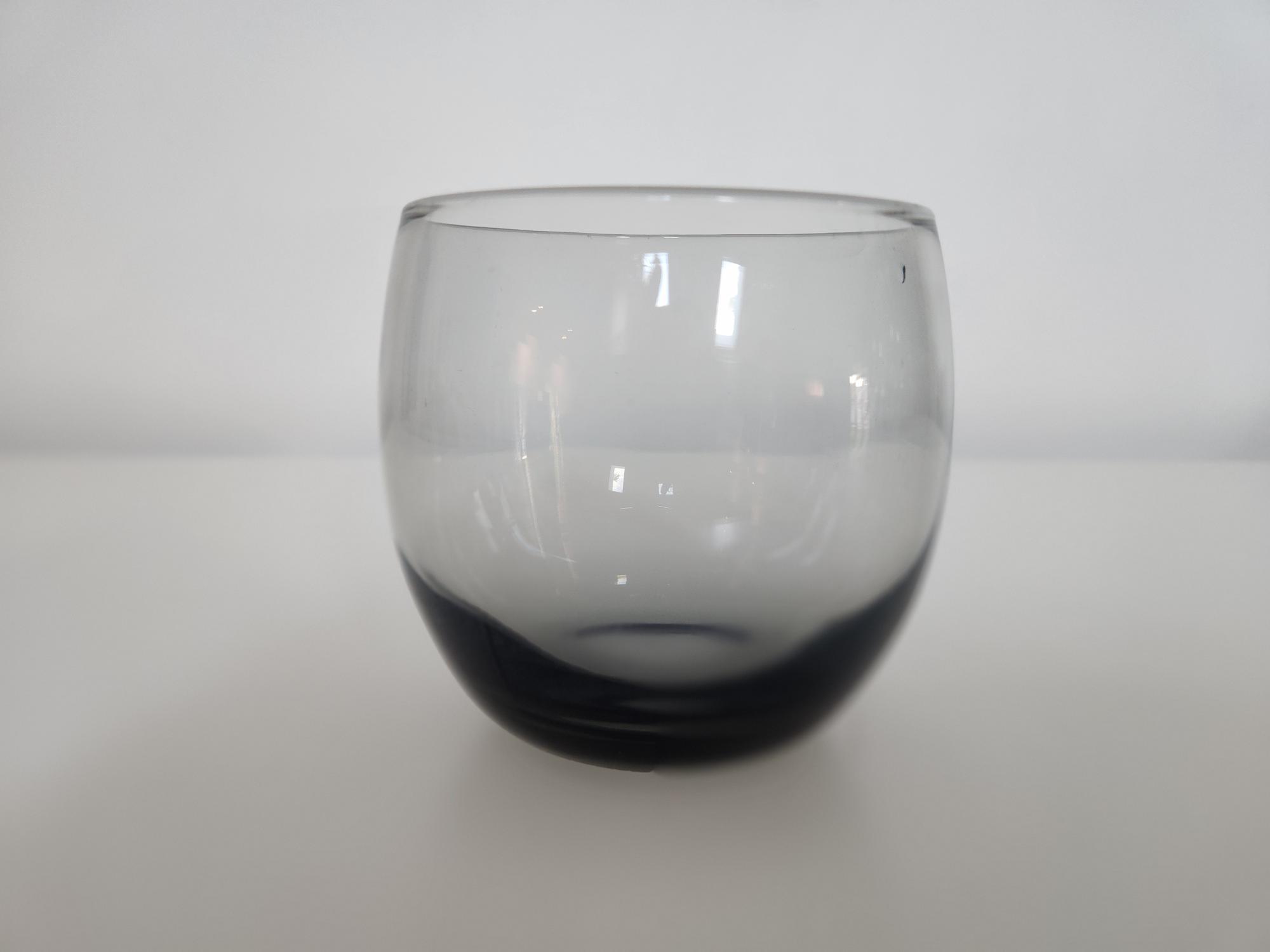 Smoked Glass Roly Poly Lowball Tumblers-Vintage Barware (5 set) - photo 2