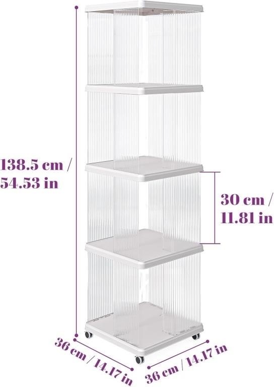 4-Tier Bookshelf Storage Unit with Wheels - photo 3