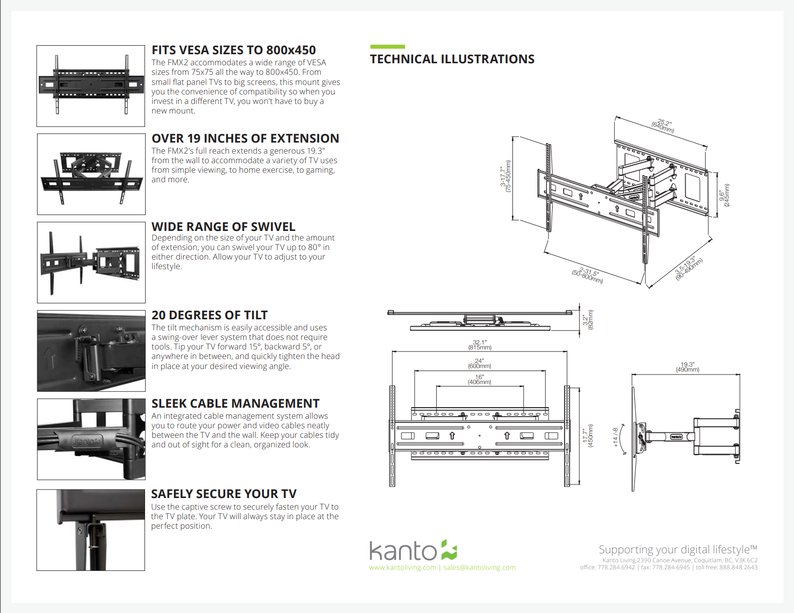 (Retail $200) Kanto full motion tv wall mount – new, never used - photo 5