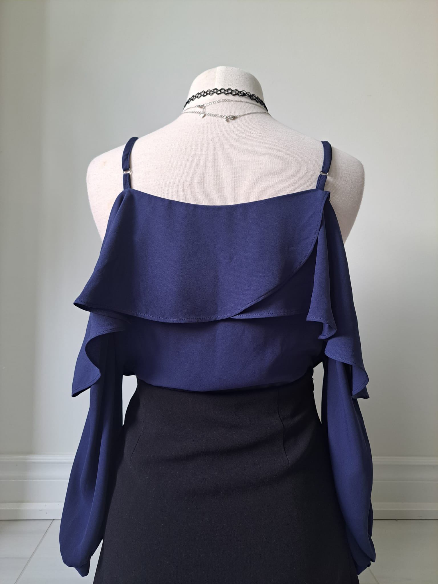 💙 Navy Blue Off Shoulder Ruffle Top - photo 3