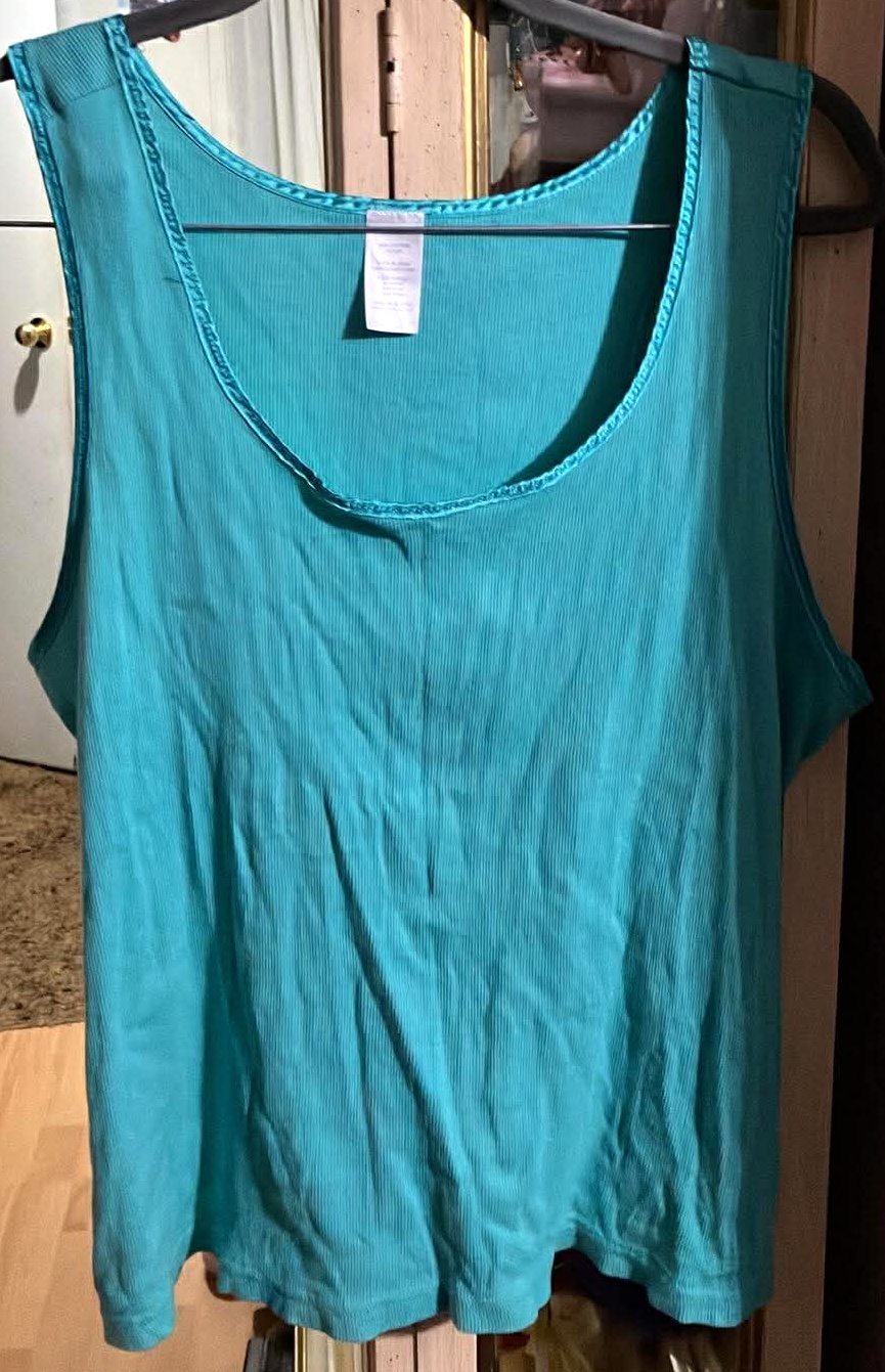 Women Teal Tank Top - Size 2X - 100% Cotton