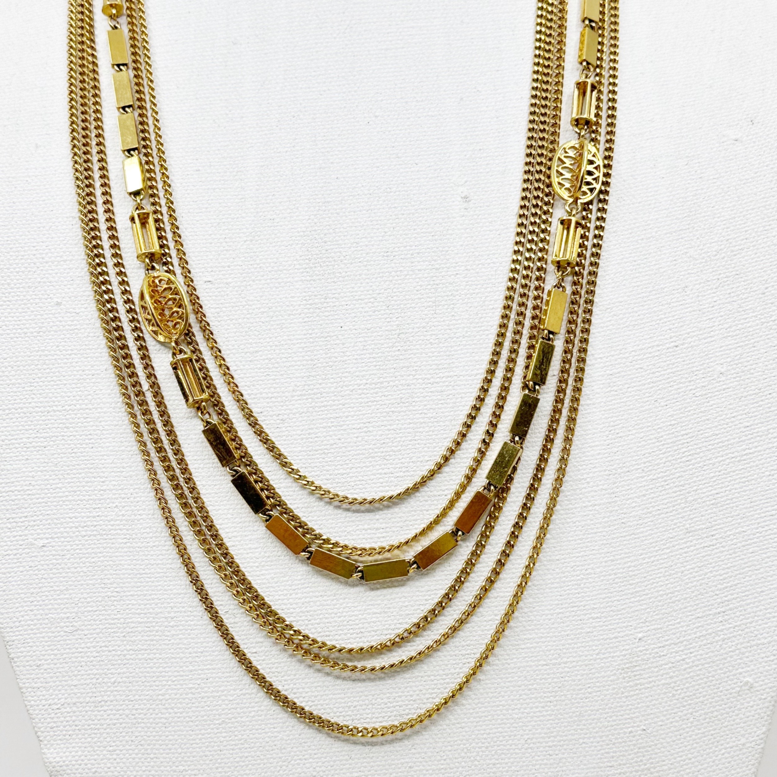 Monet Gold tone swirl bead multi strand necklace - photo 2