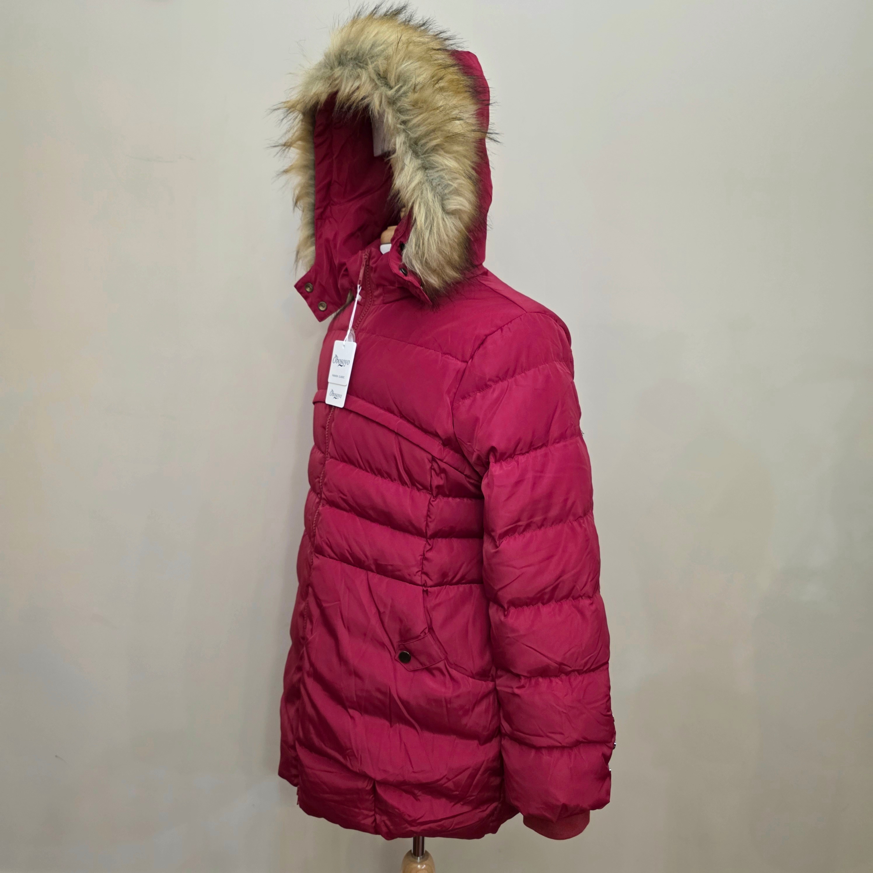 New Obosoyo Women’s Red Hooded Down Puffer Coat Jacket XL - photo 4